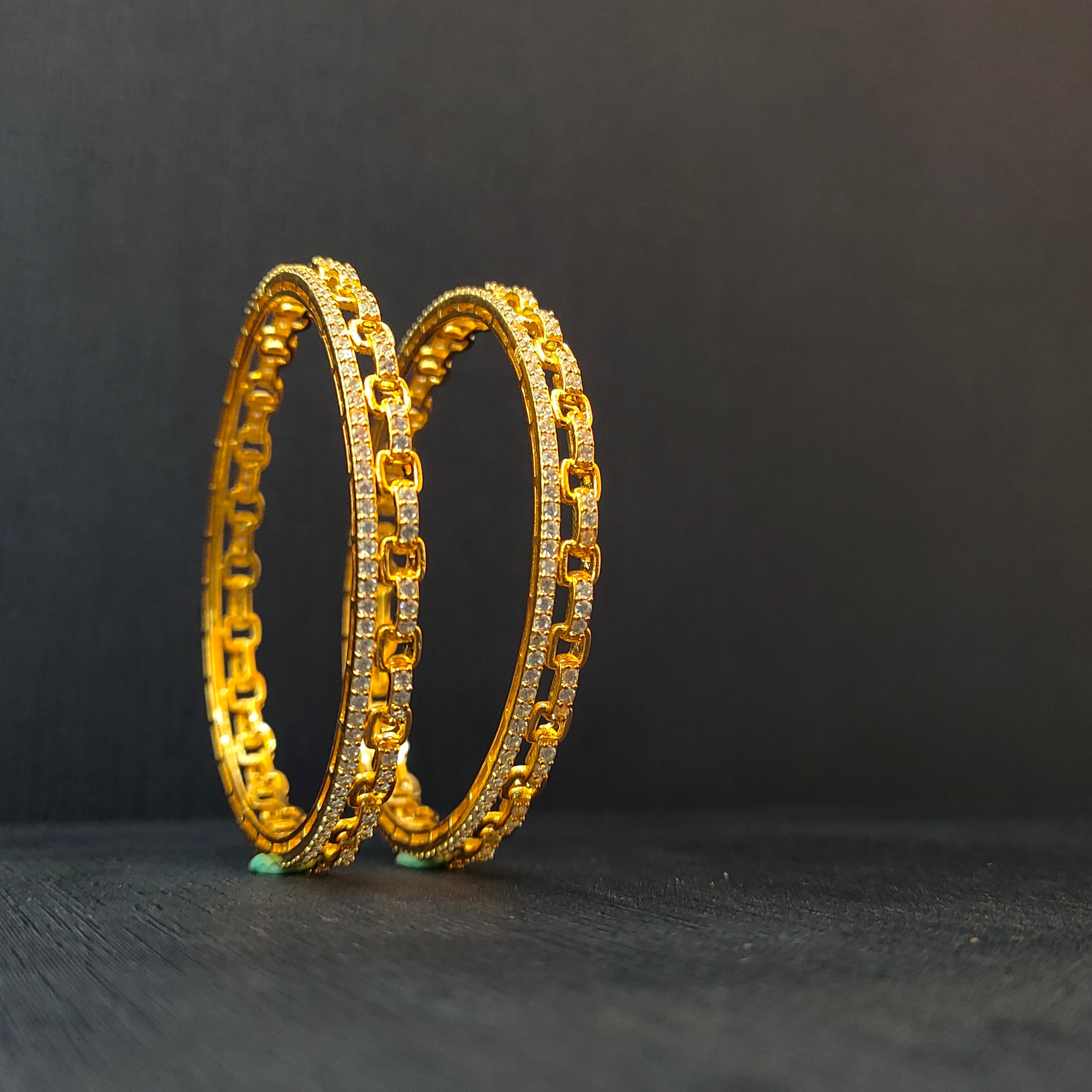 925 Silver CZ Stone Turkish Bangle-1372 - Size 2.6