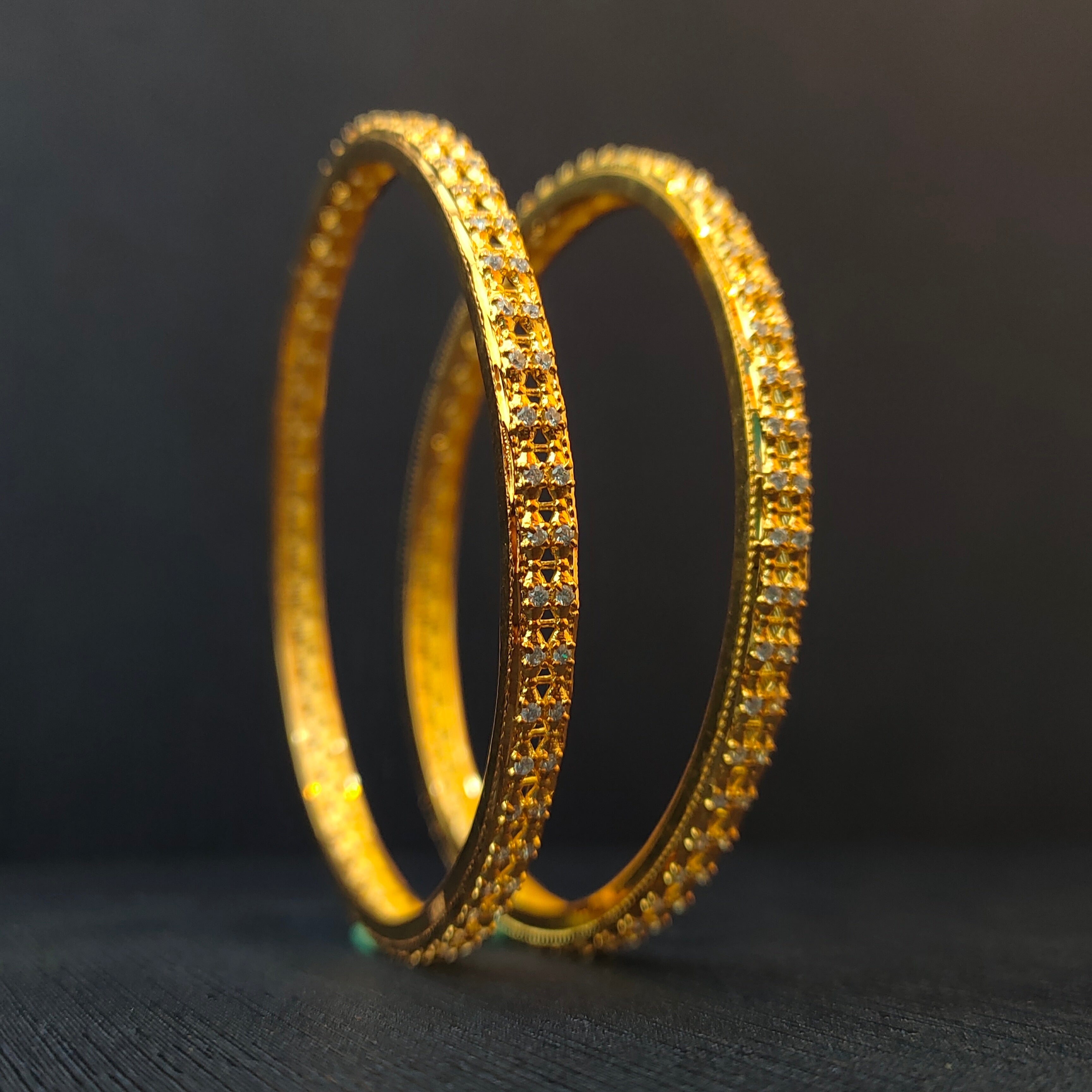 925 Silver CZ Stone Turkish Bangle-1371 - Size 2.6