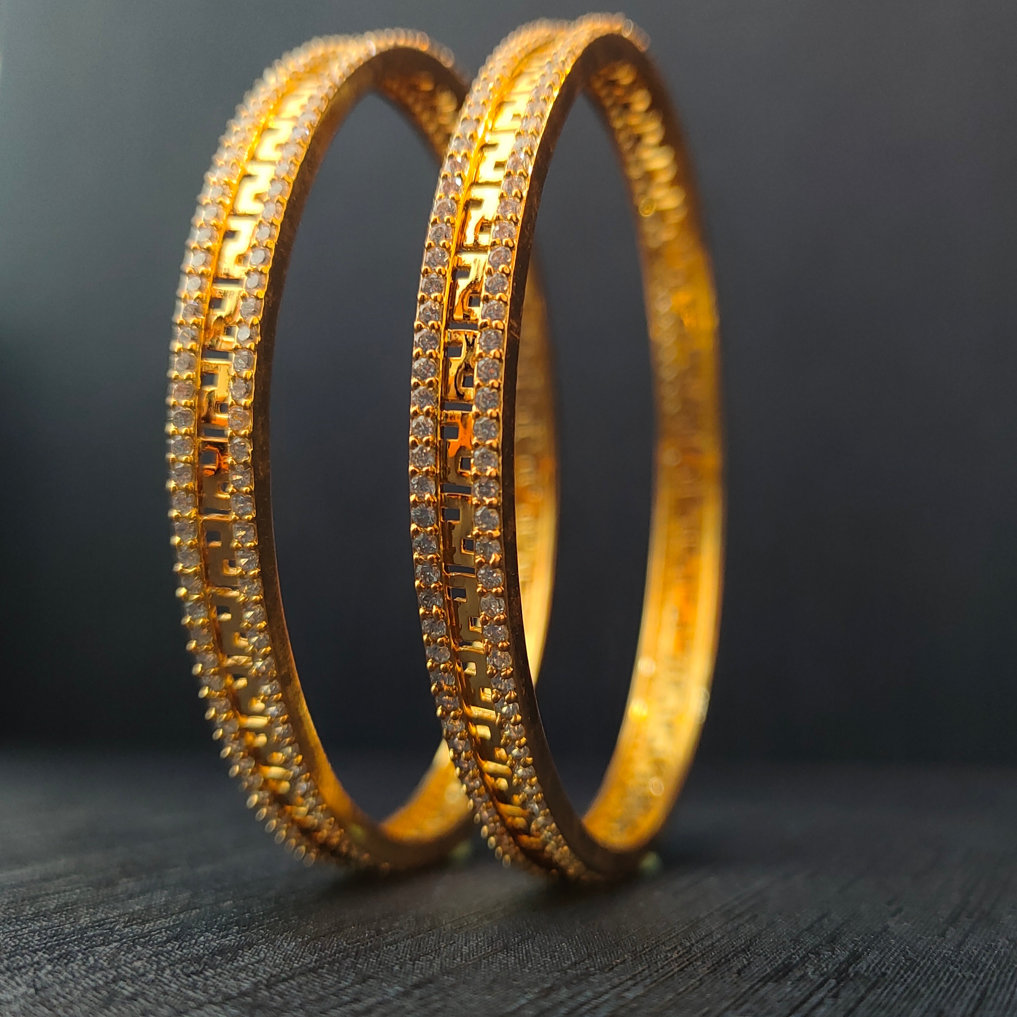 925 Silver CZ Stone Turkish Bangle-1369 - Size  2.6