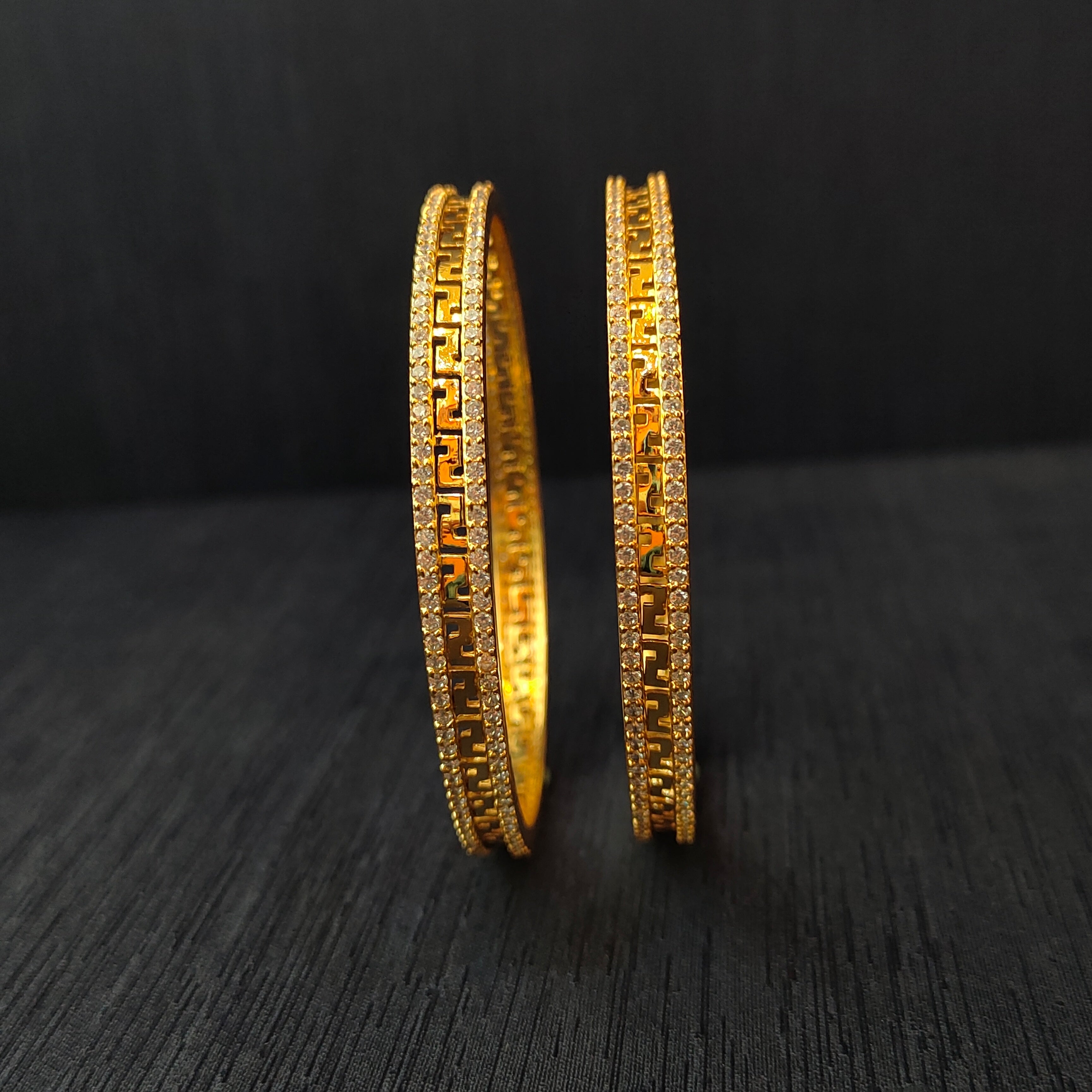 925 Silver CZ Stone Turkish Bangle-1369 - Size  2.6