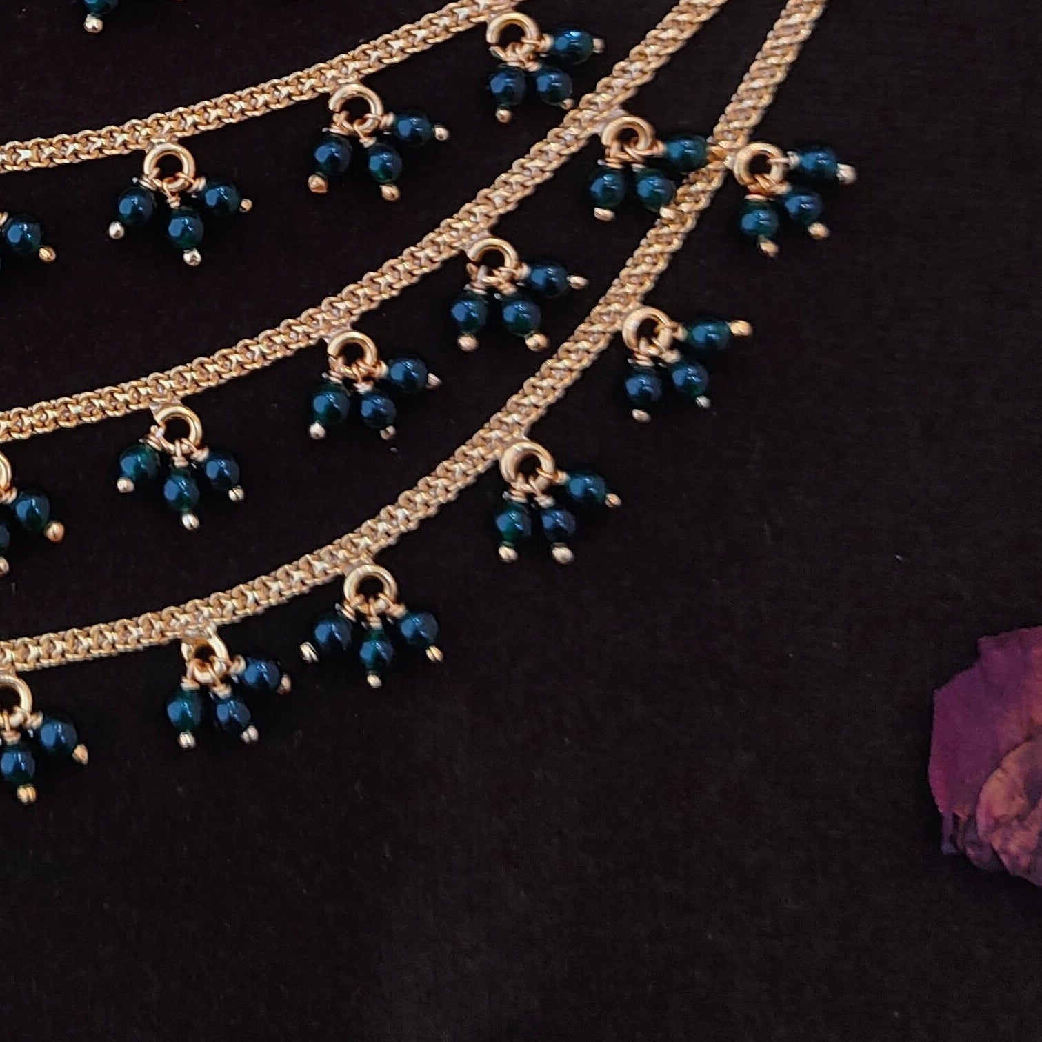 925 Silver Gold Plated Beads Earchain -1341