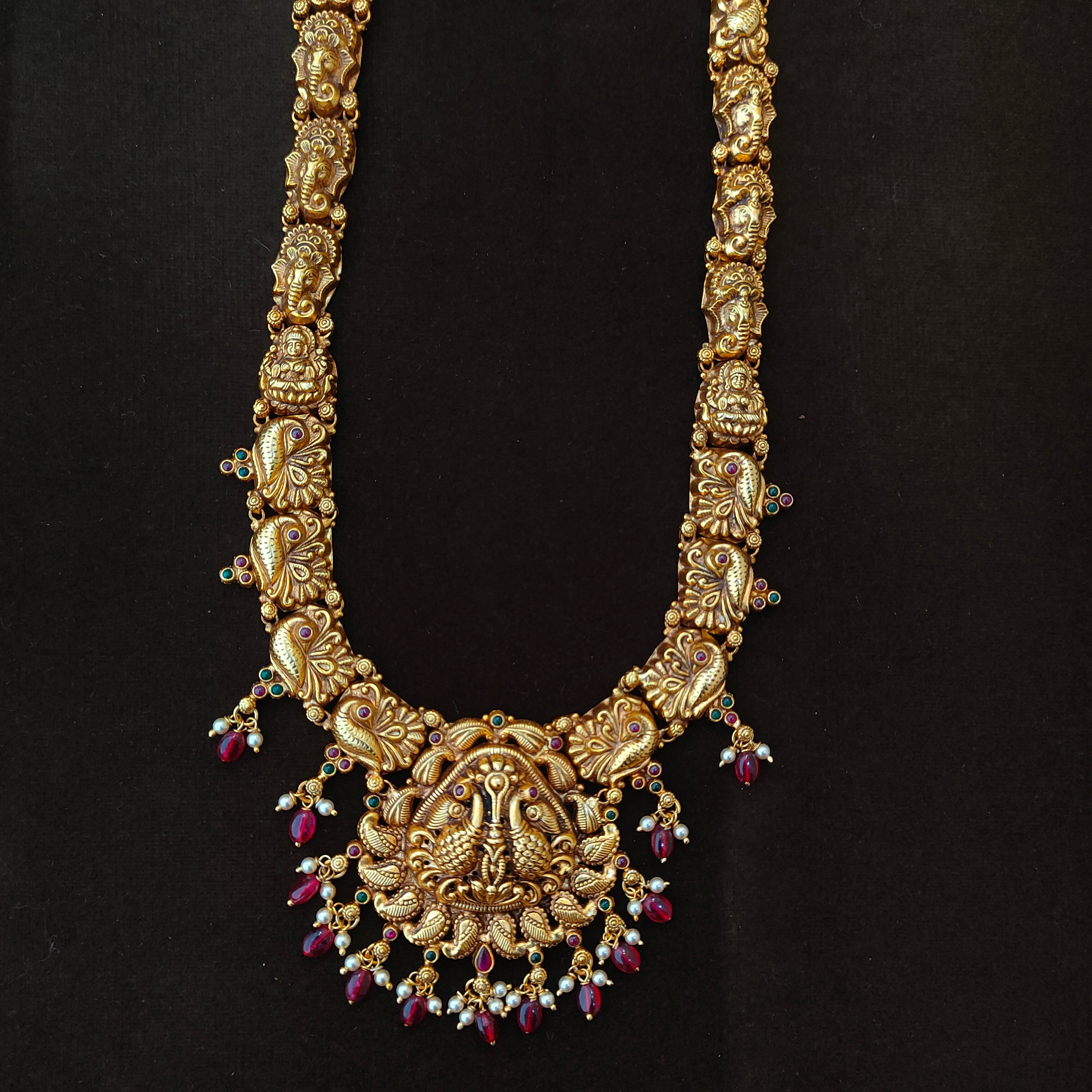 925 Silver Gold Plated Nakshi Haram-1894