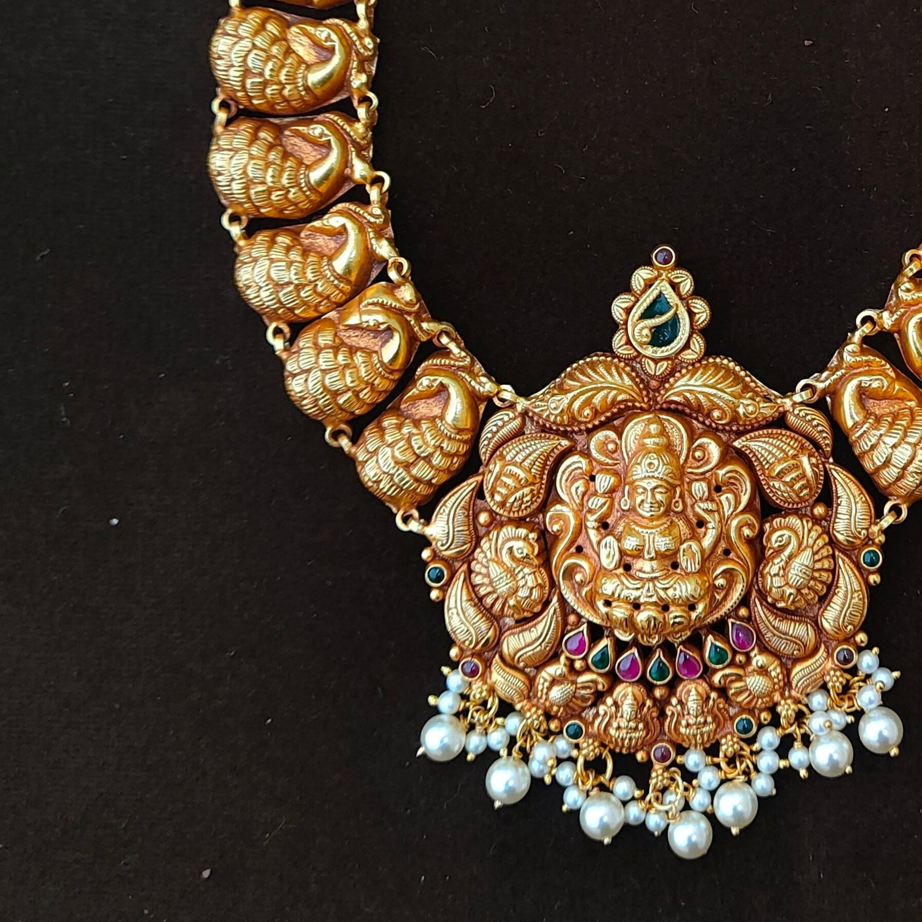 925 Silver Gold Plated Nakshi Haram-1890