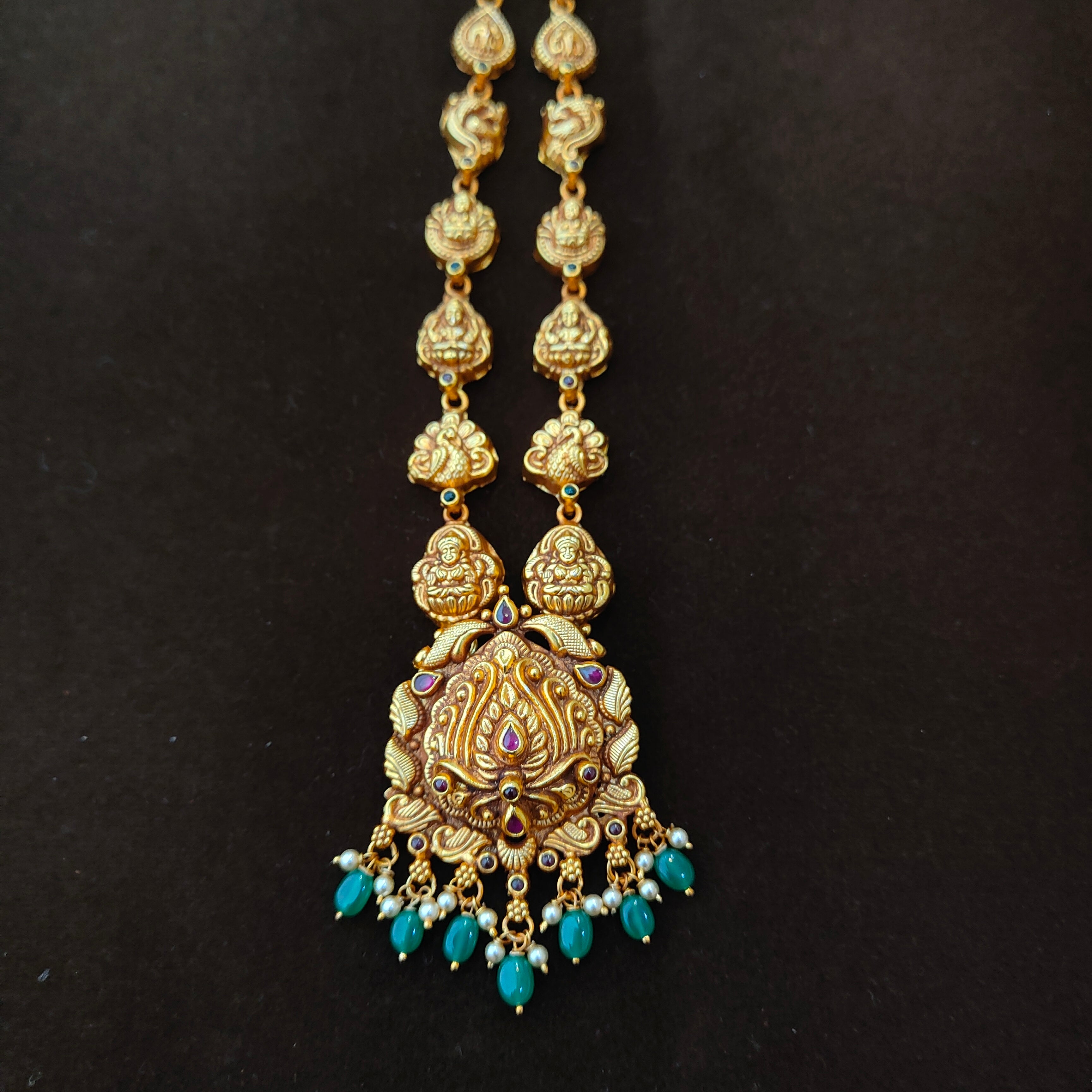 925 Silver Gold Plated Nakshi Neckpiece - 1399