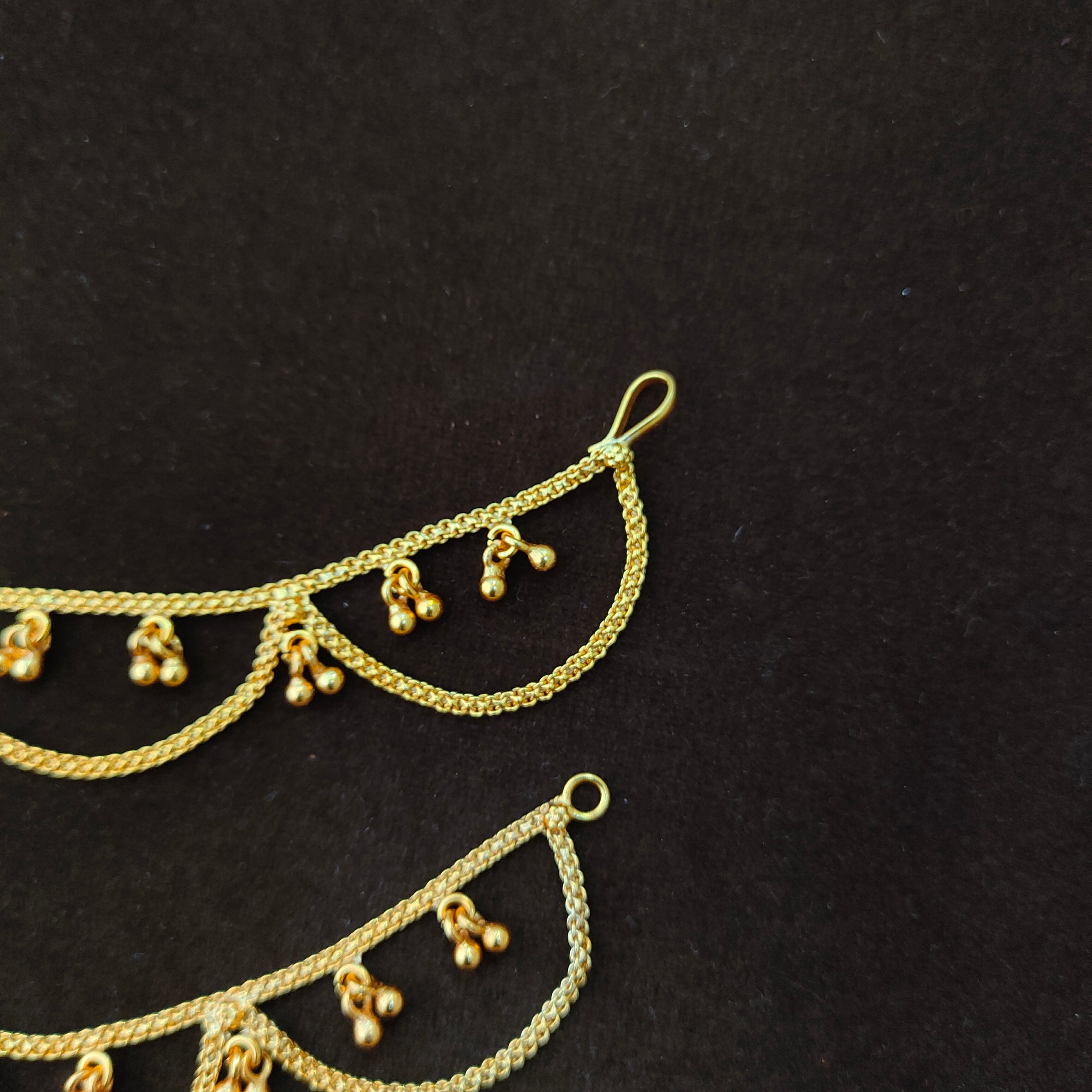 925 Silver Gold Plated Beads Earchain -1348