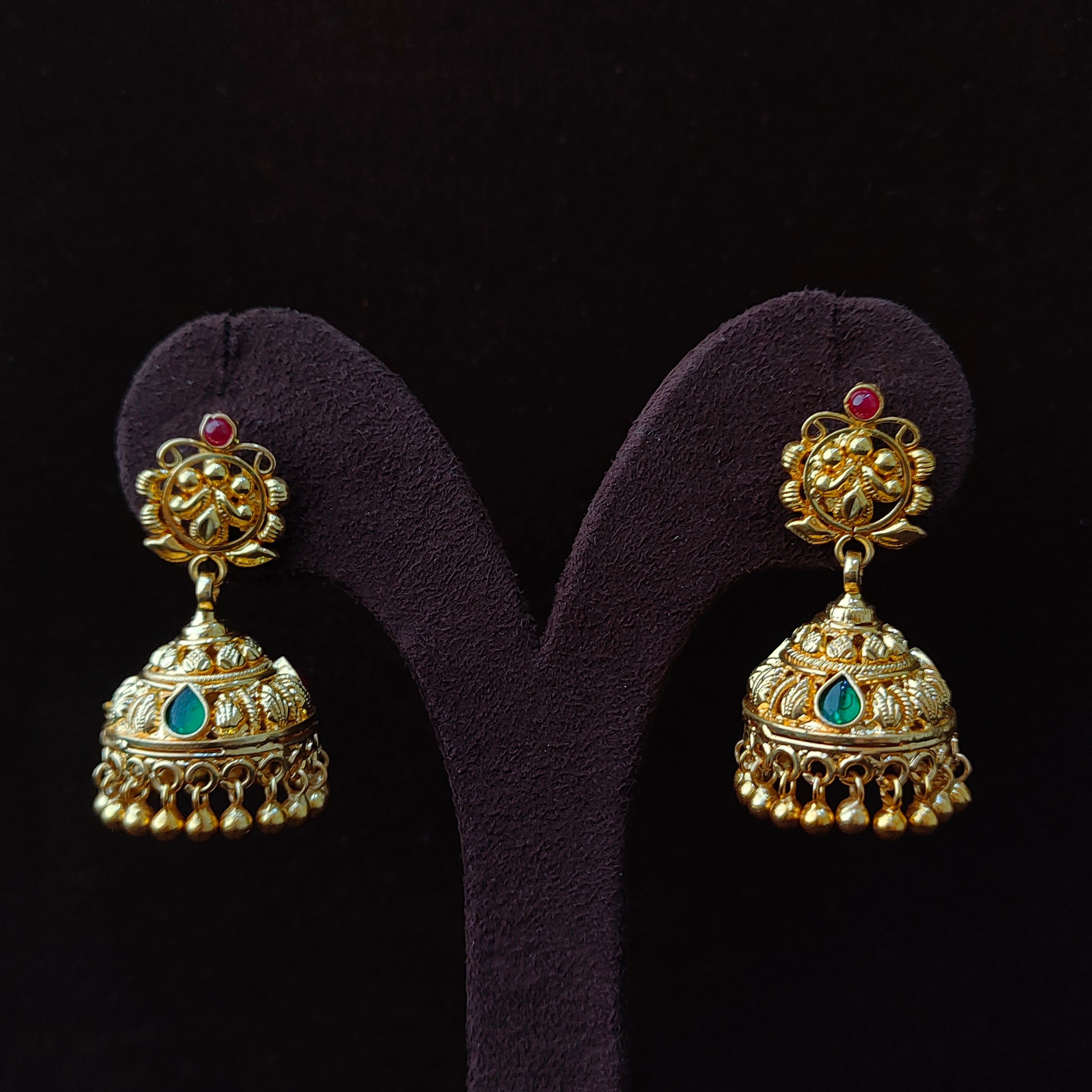 925 Silver Gold Plated Jhumka-1382