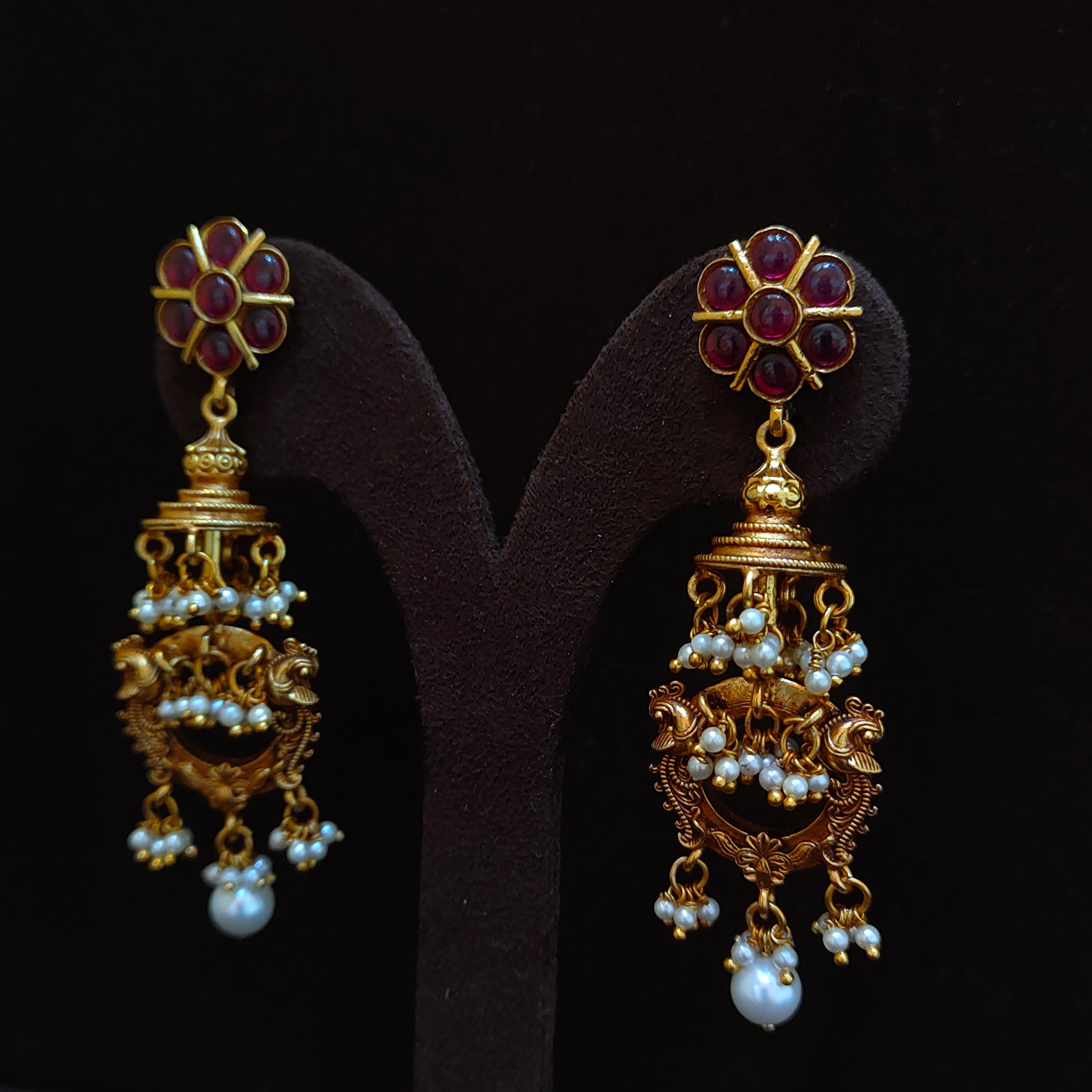 925 Silver Gold Plated Nakshi Earring- 1385