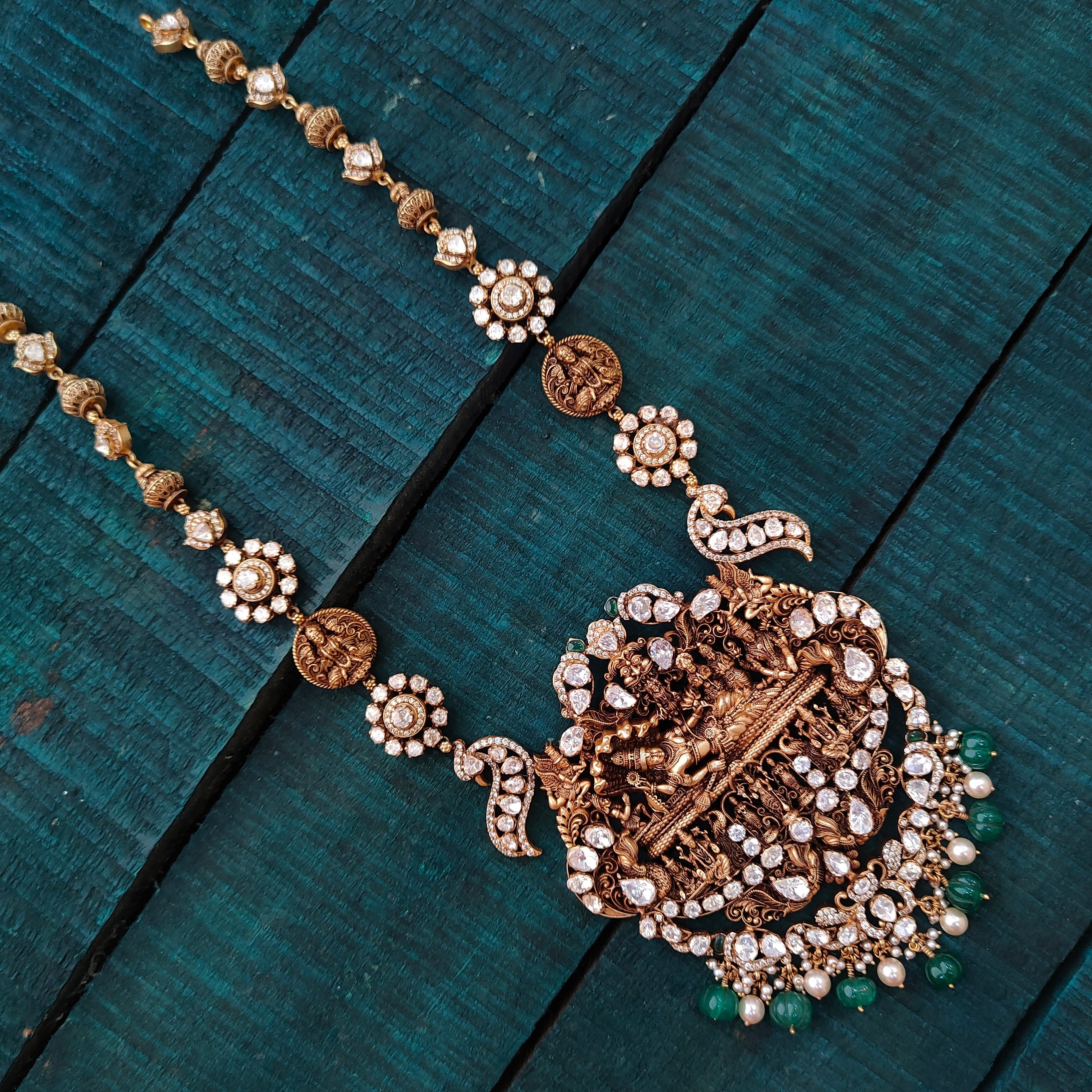 925 Silver Antique Vishnu Haram - 1490 ( MADE TO ORDER )