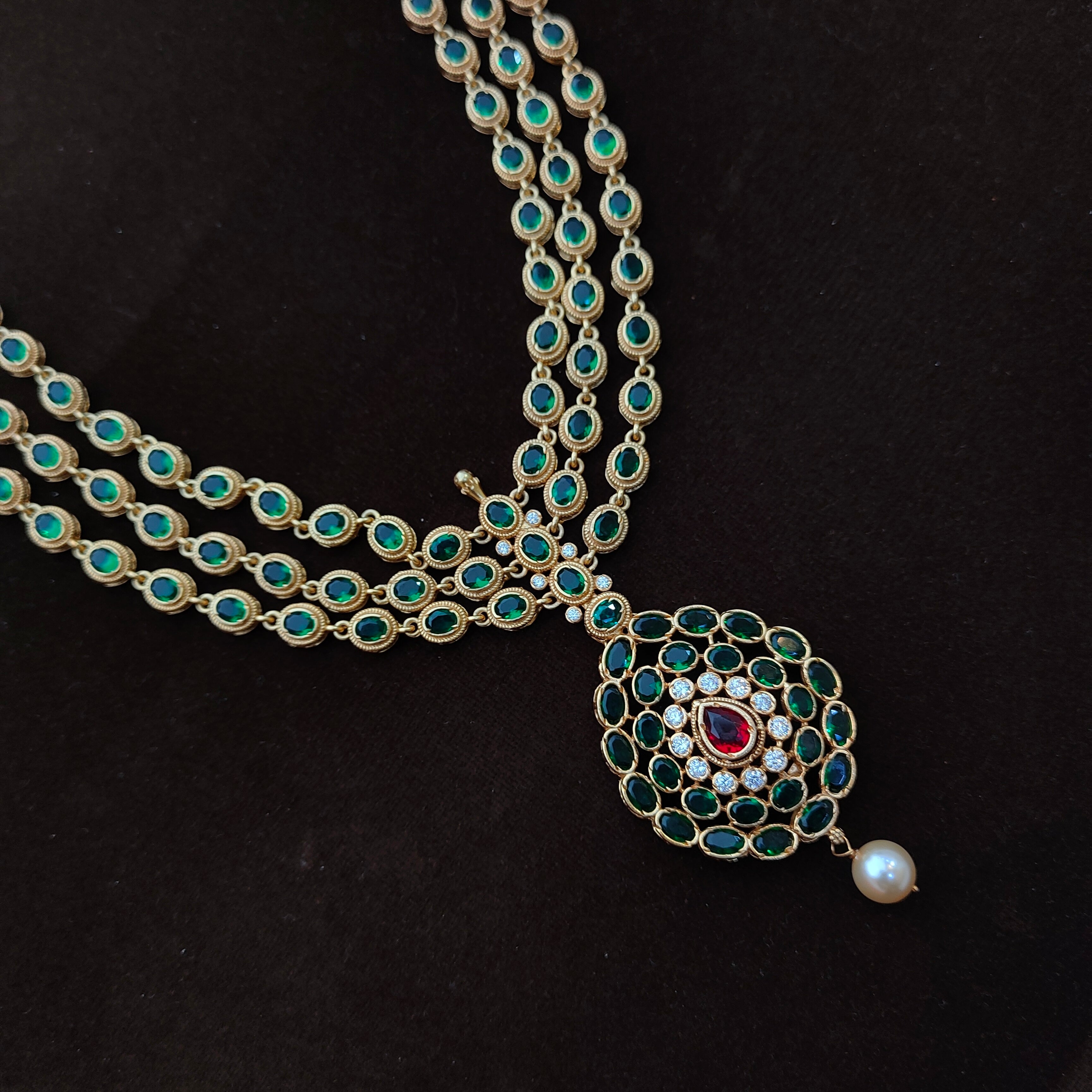 925 Silver Gold Plated Long Necklace set-1461