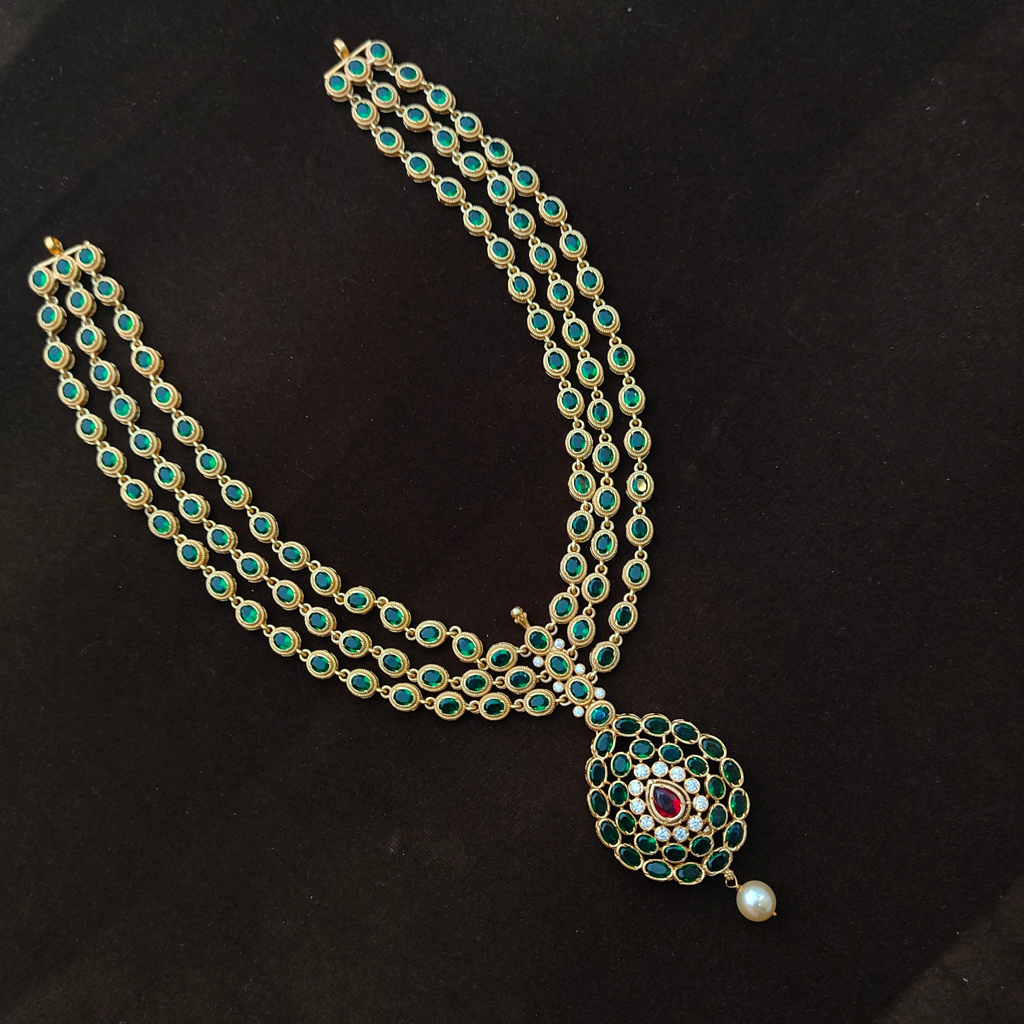 925 Silver Gold Plated Long Necklace set-1461