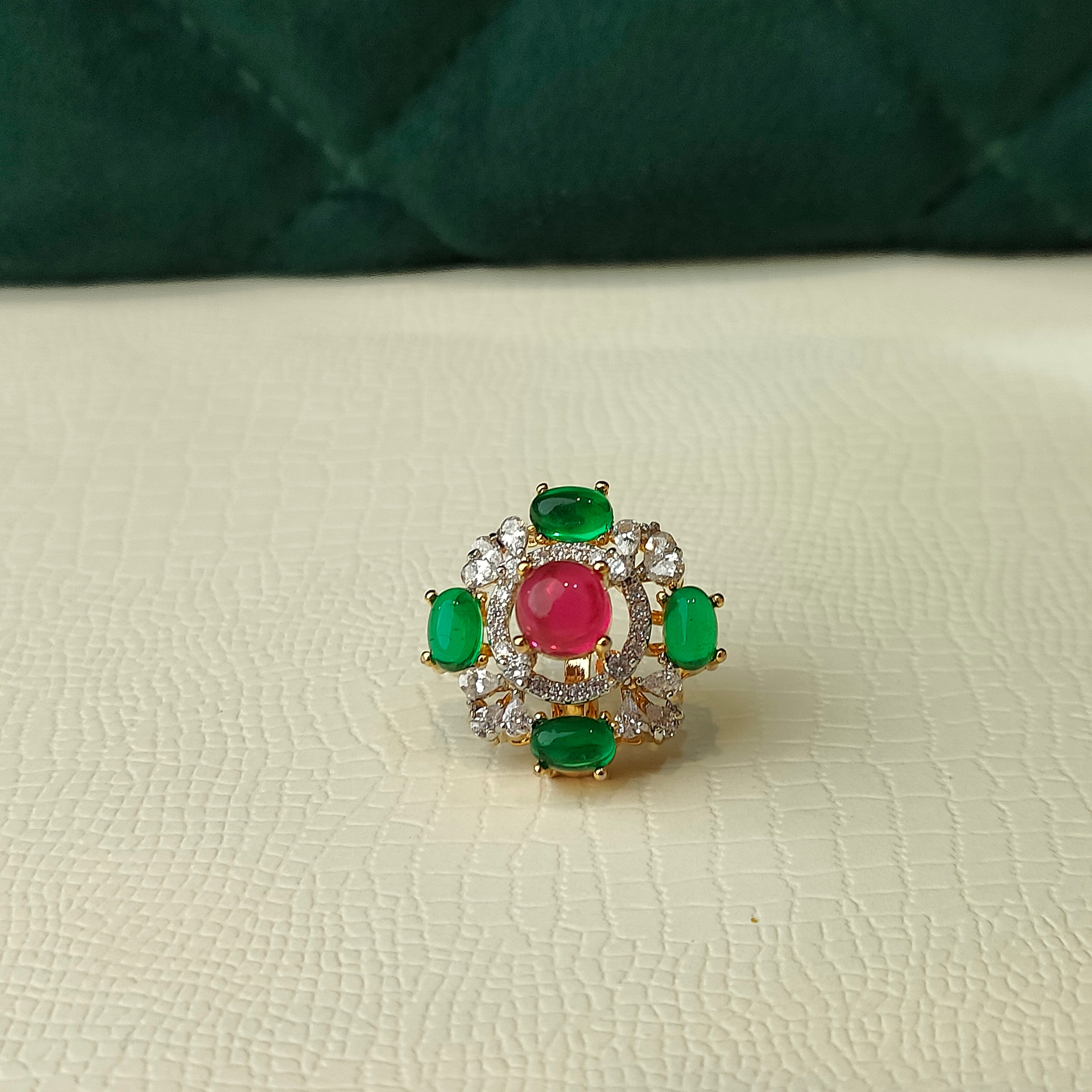 925 Silver Emerald Floral Pendant-1482