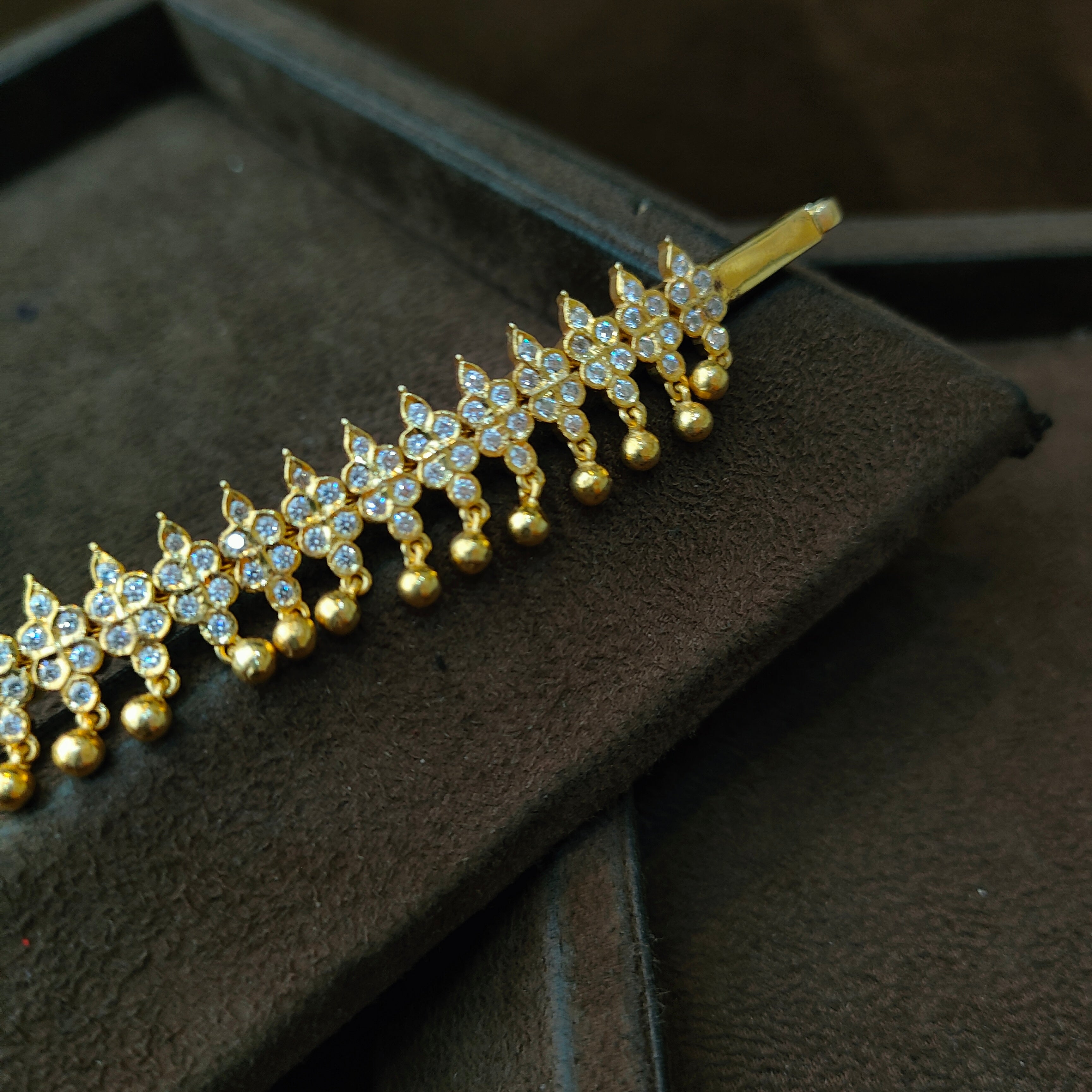 925 Gold plated  Padmini Attigai Necklace set-5559 - ( MADE TO ORDER )