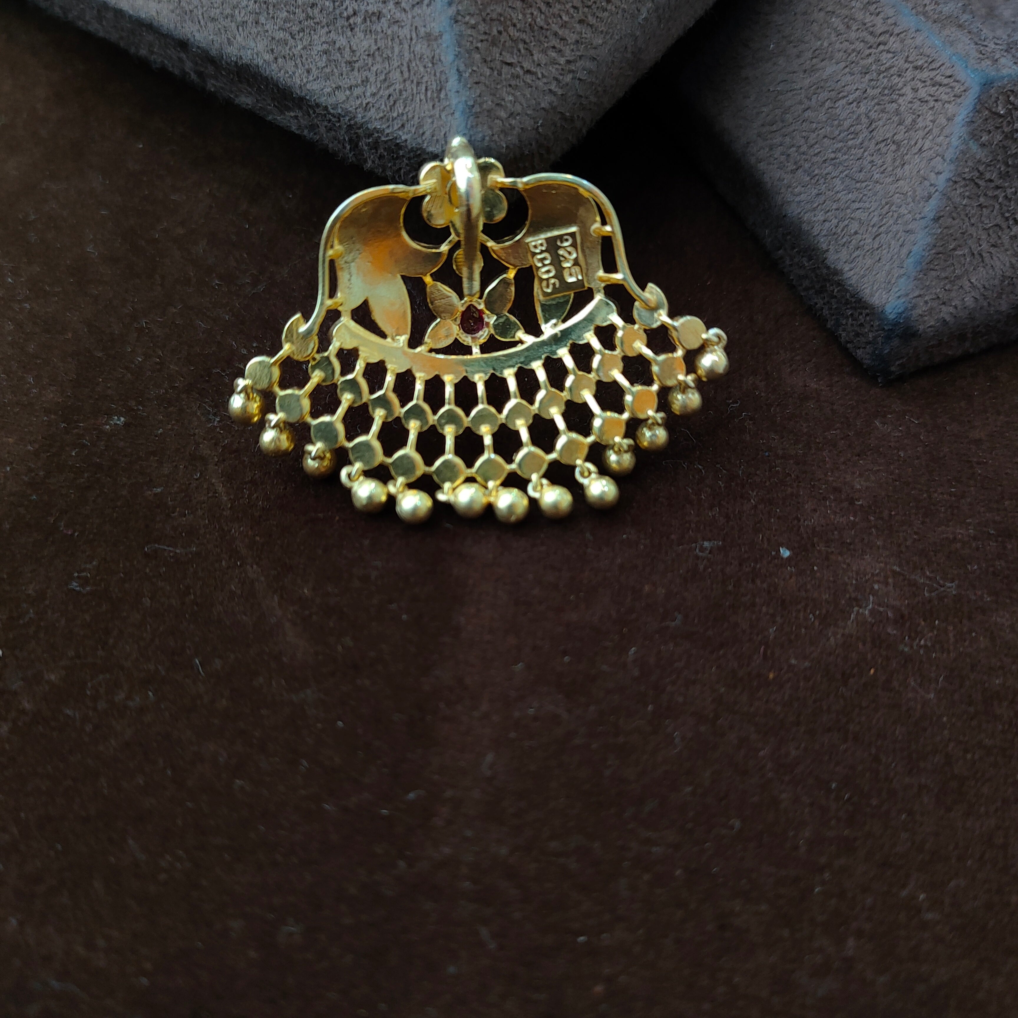 925 Gold plated Padmini Attigai Necklace set-5562 (MADE TO ORDER)