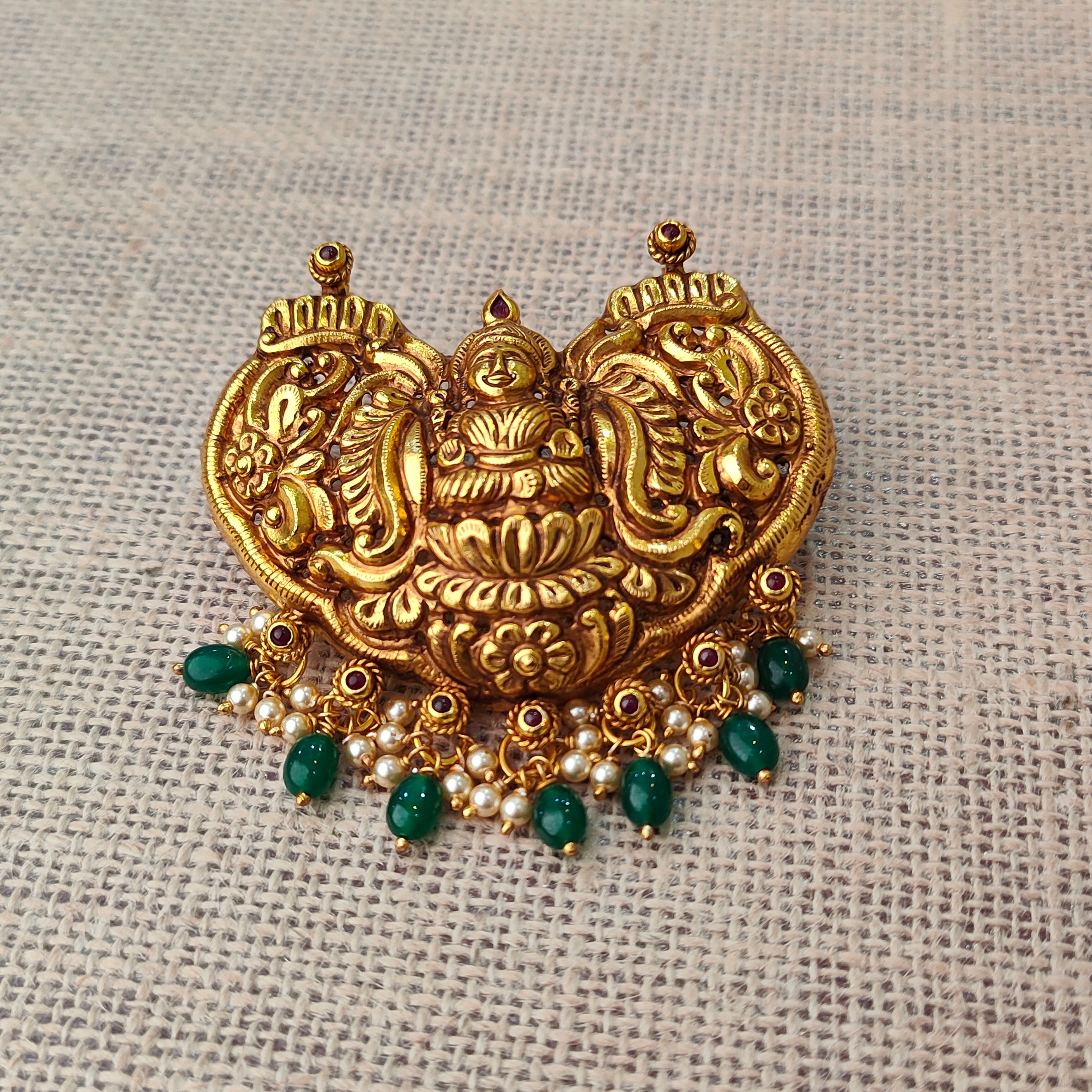 925 Silver Gold plated Nakshi Pendant-5588