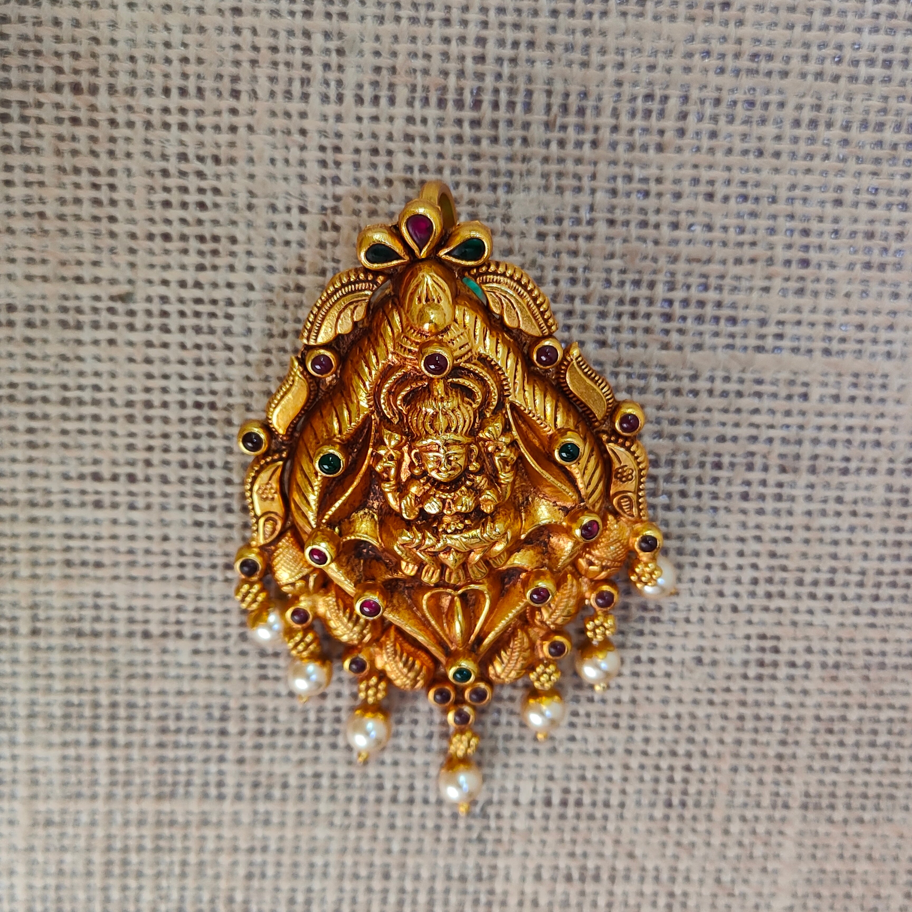 925 Silver Gold plated Nakshi Pendant-5586