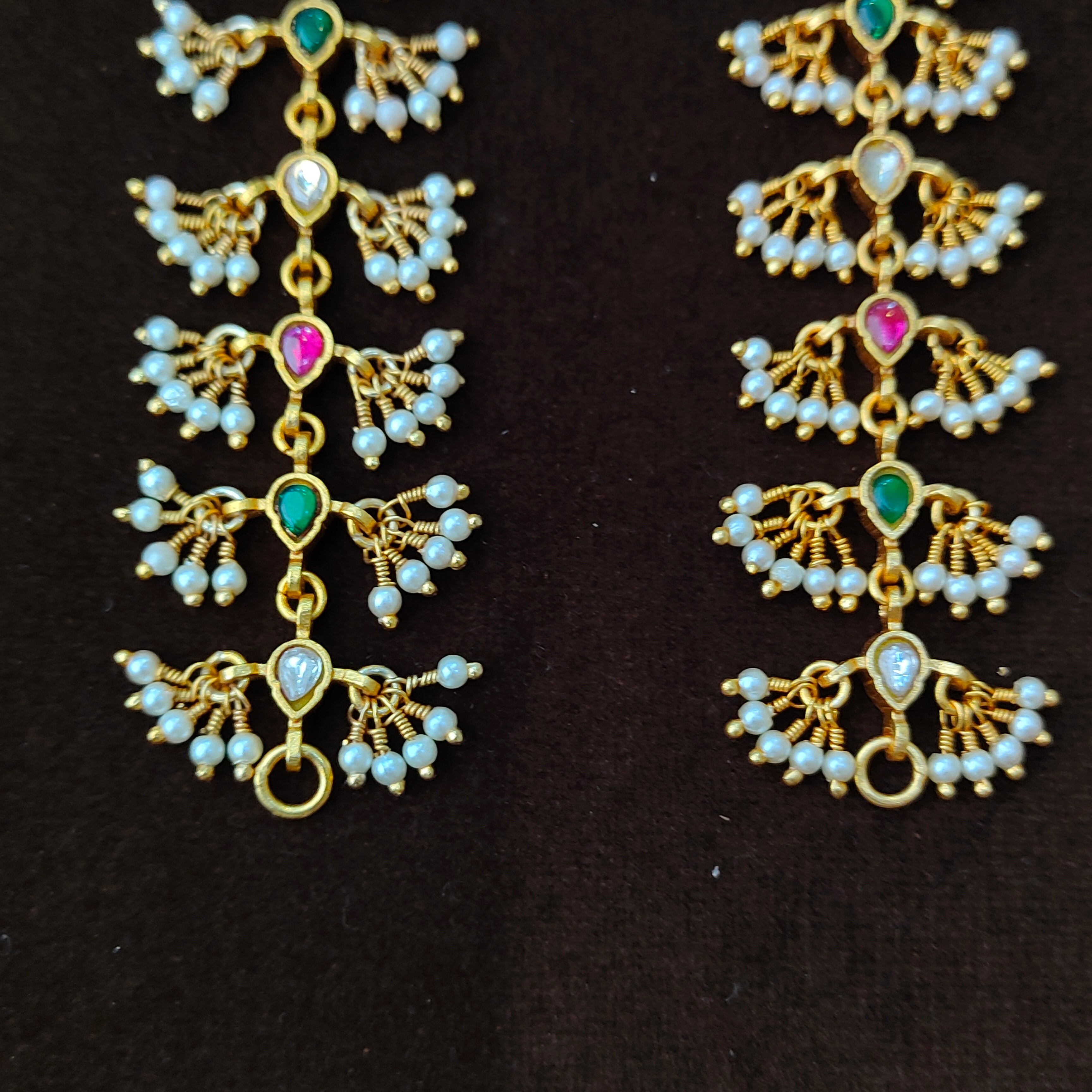 925 Silver Gold Plated Beads Earchain - 5567