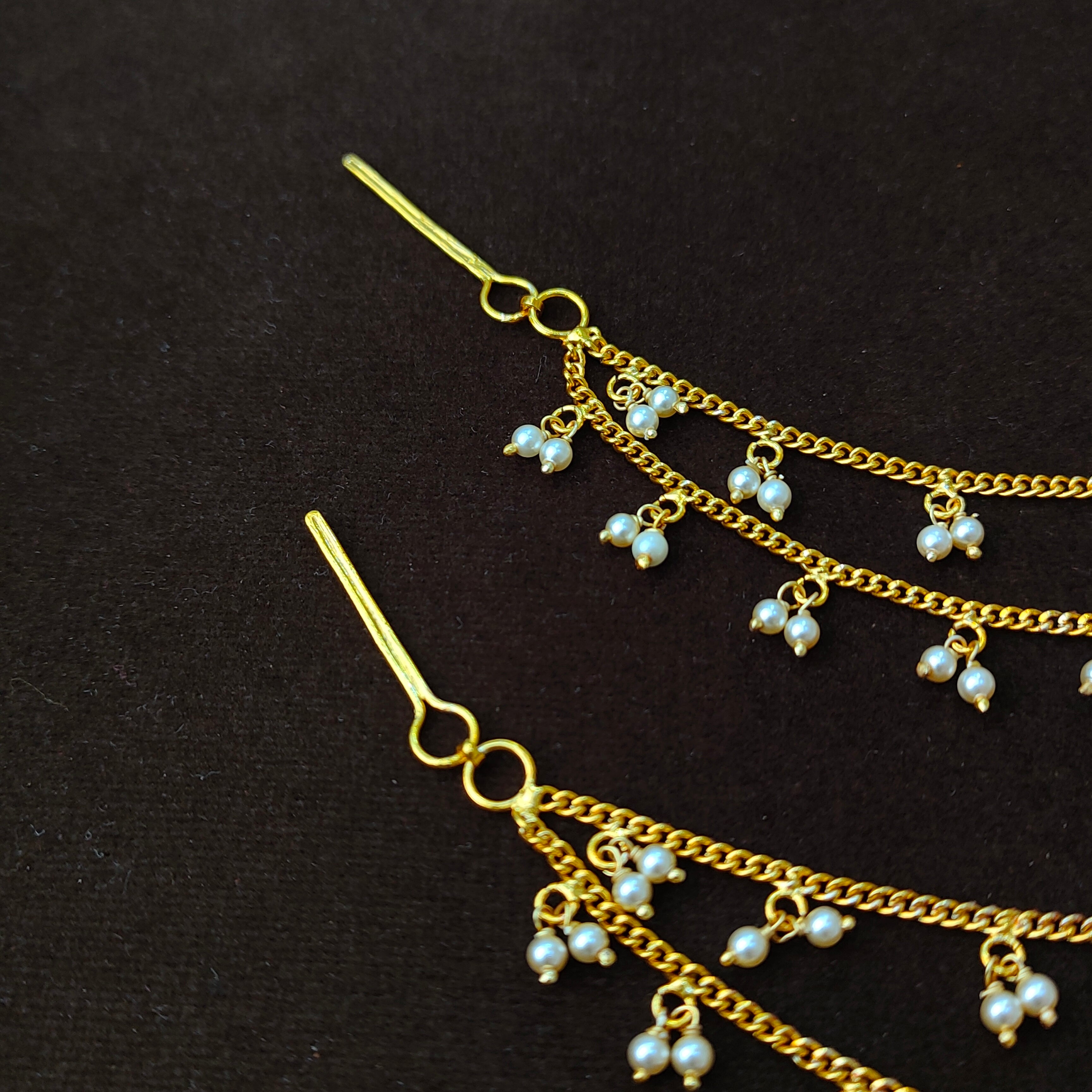 925 Silver Gold Plated Beads Earchain 5570