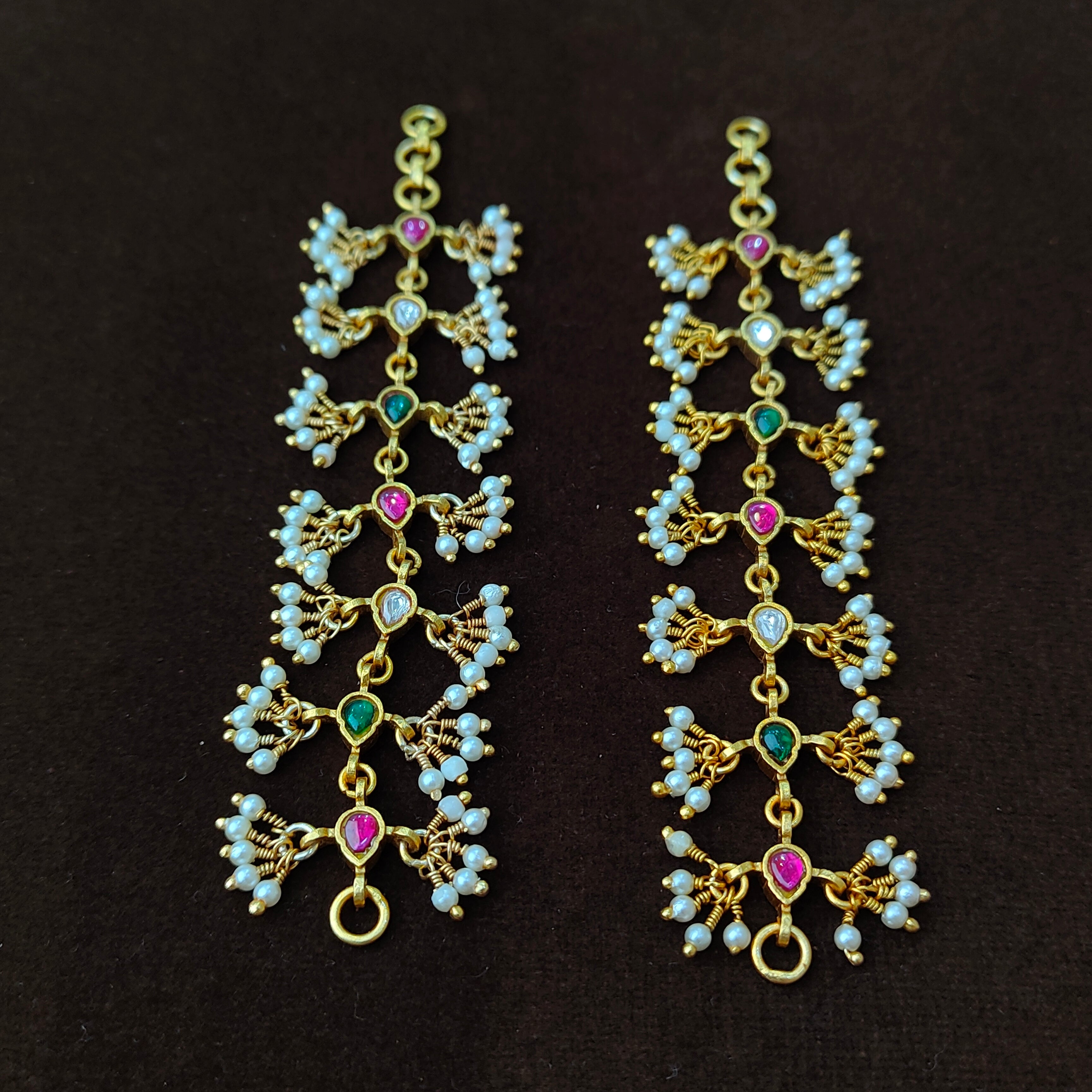 925 Silver Gold Plated Beads Earchain -5568