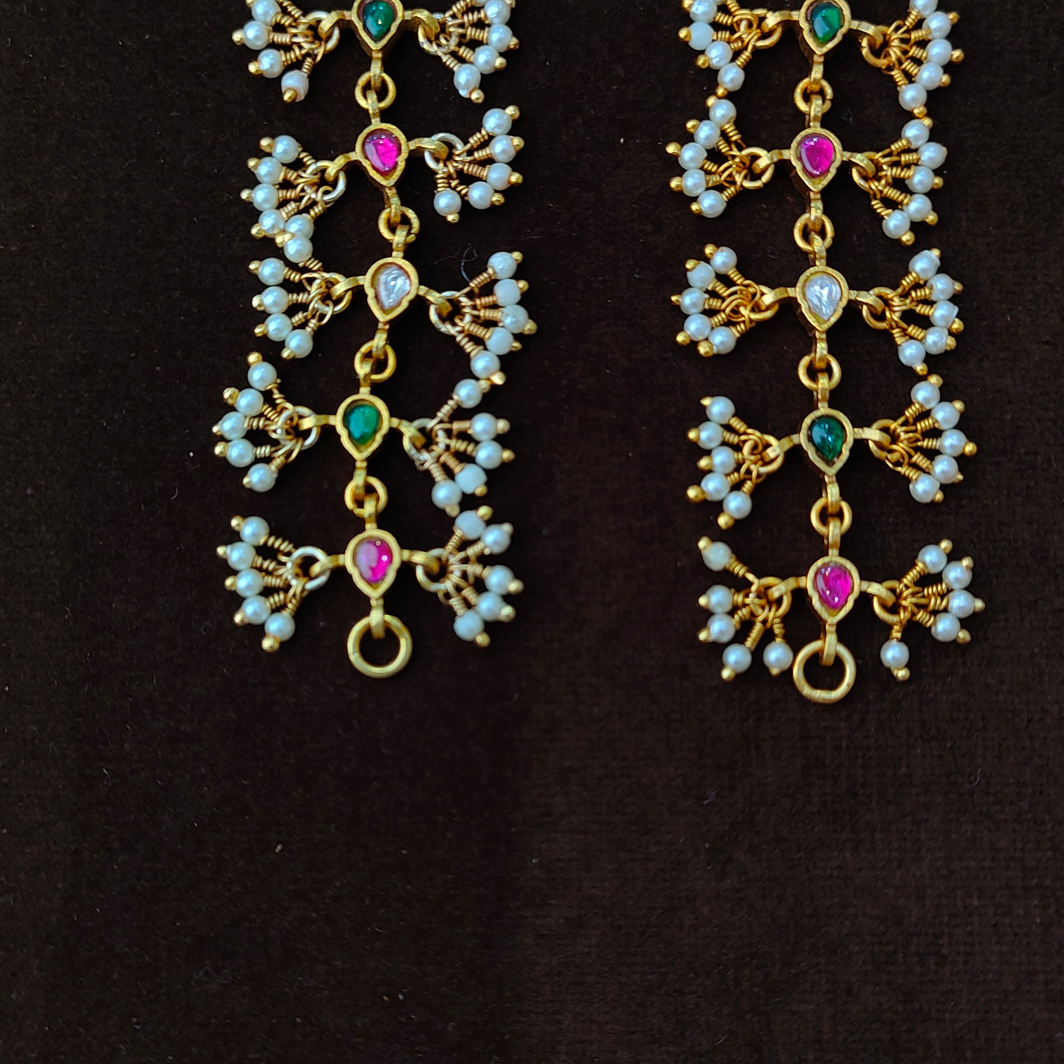 925 Silver Gold Plated Beads Earchain -5568