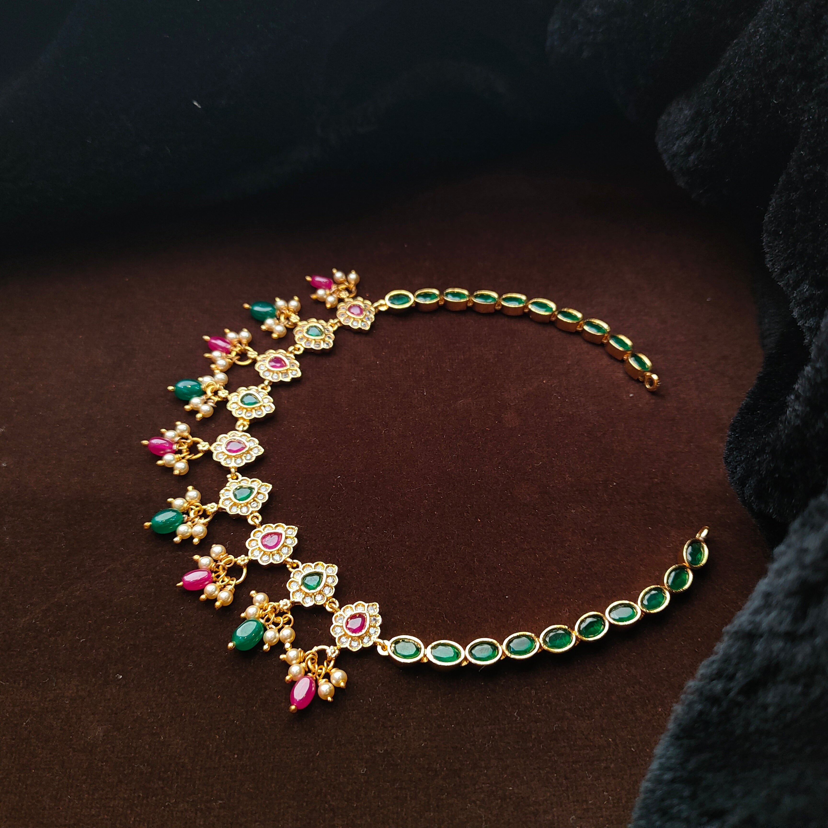 925 Silver Gold Plated Necklace Set-5597