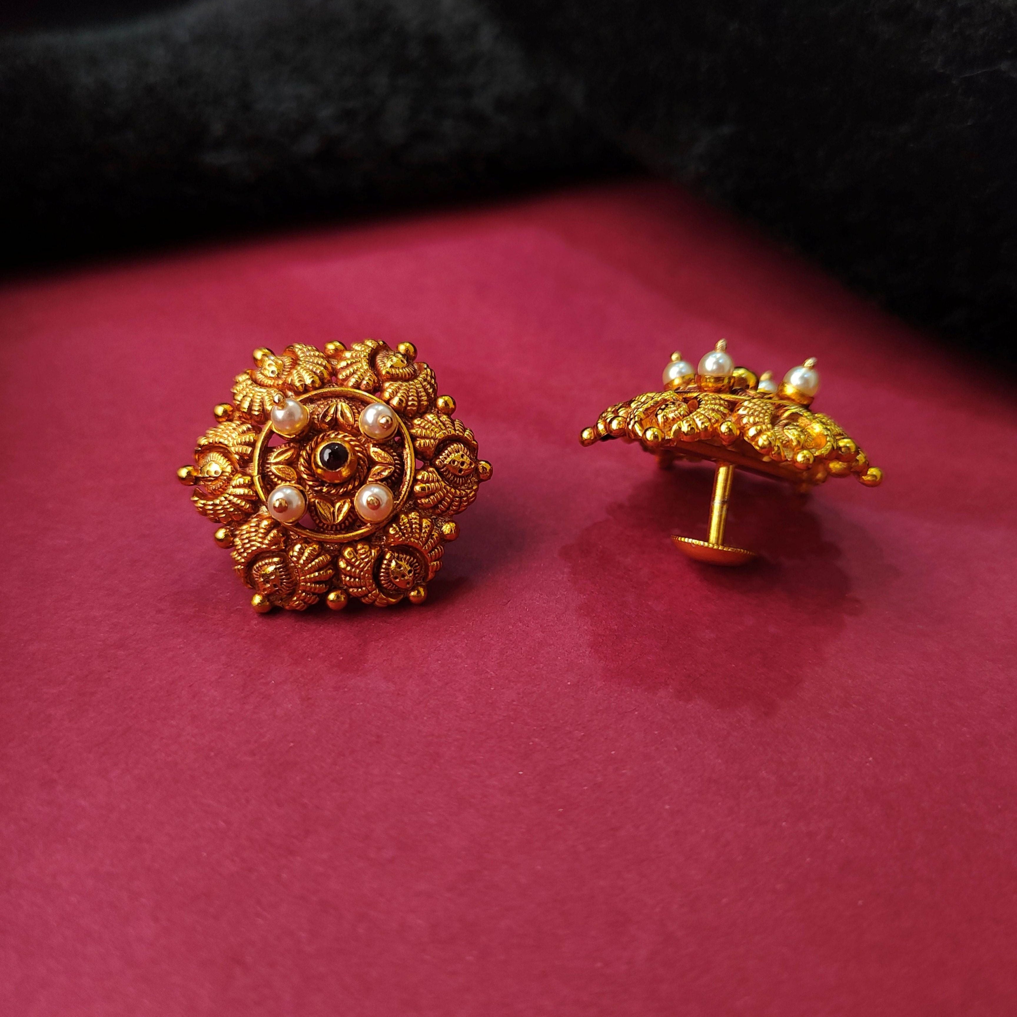 925 Silver Gold Plated Round Earstud -5701