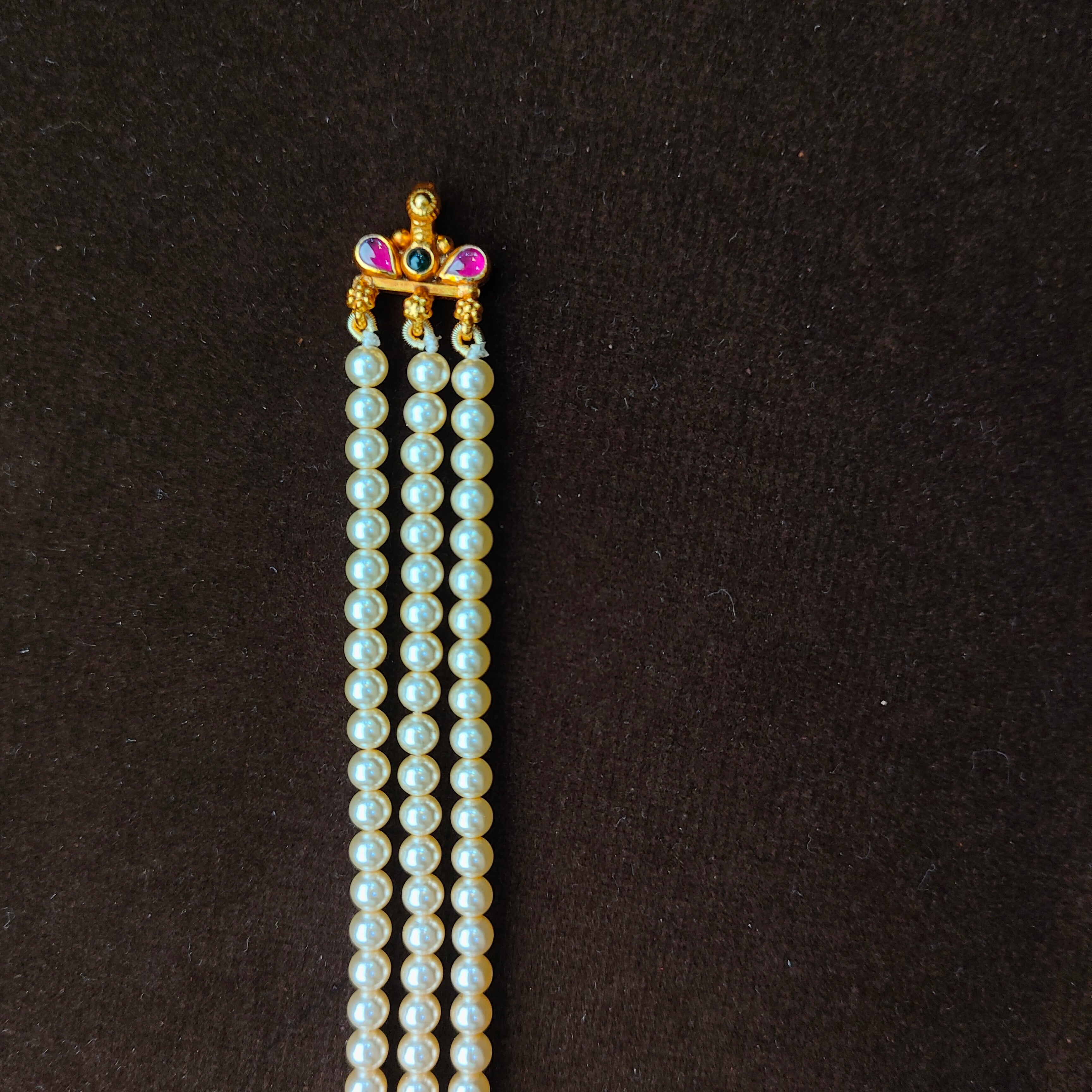 925 Silver Elephant with Lakshmi Beads Haram -5706