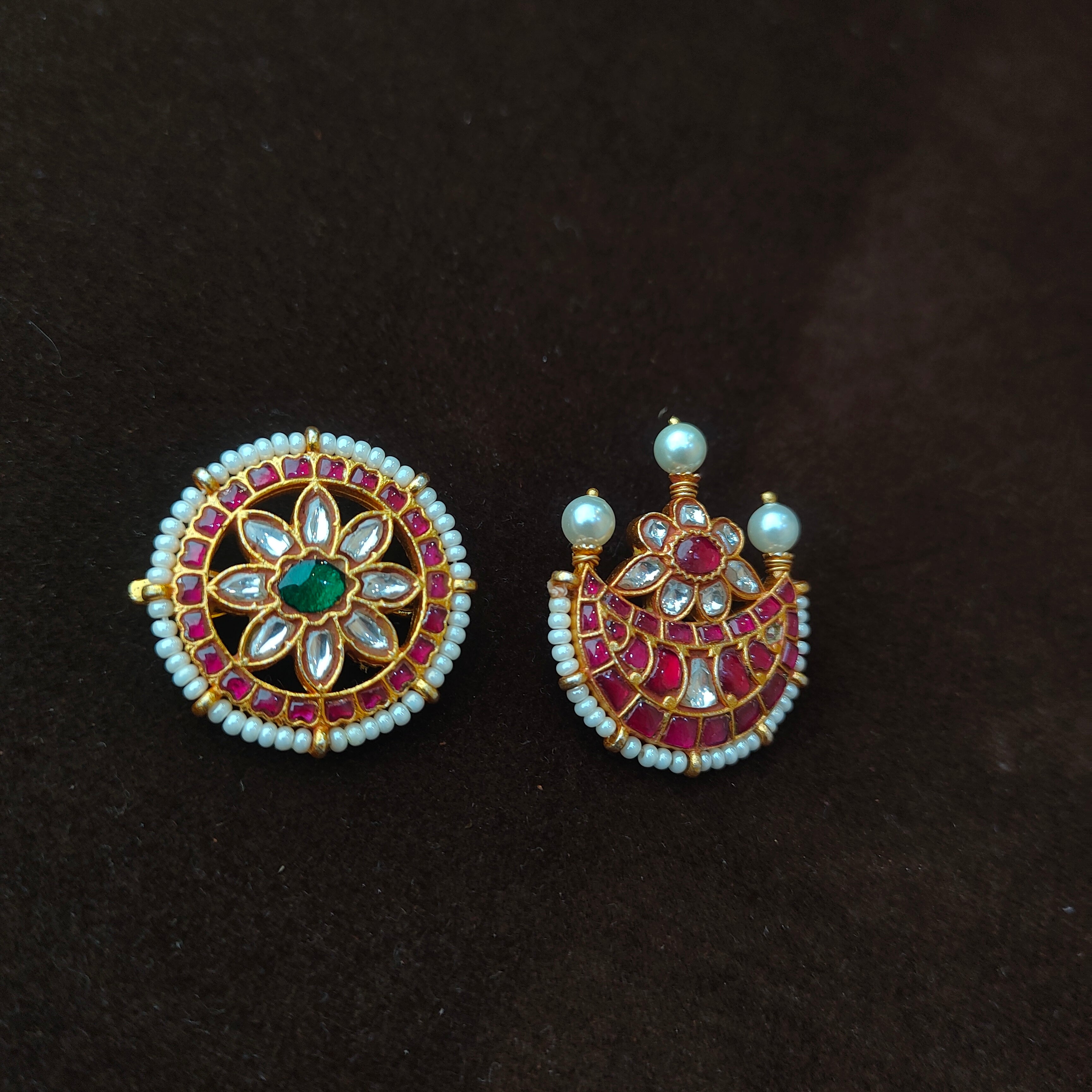 92.5 Silver Kundan Surya Chandra Hair Mop-0058