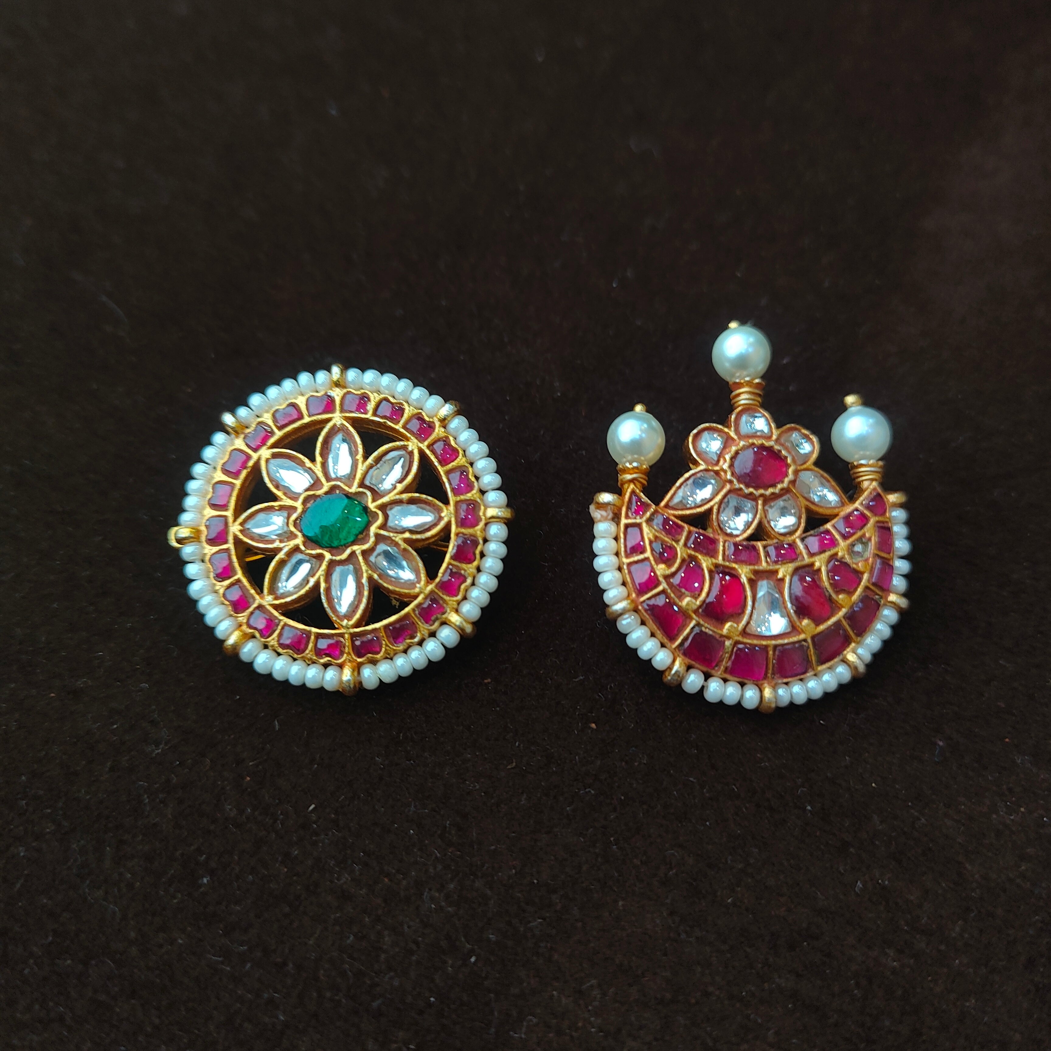 92.5 Silver Kundan Surya Chandra Hair Mop-0058