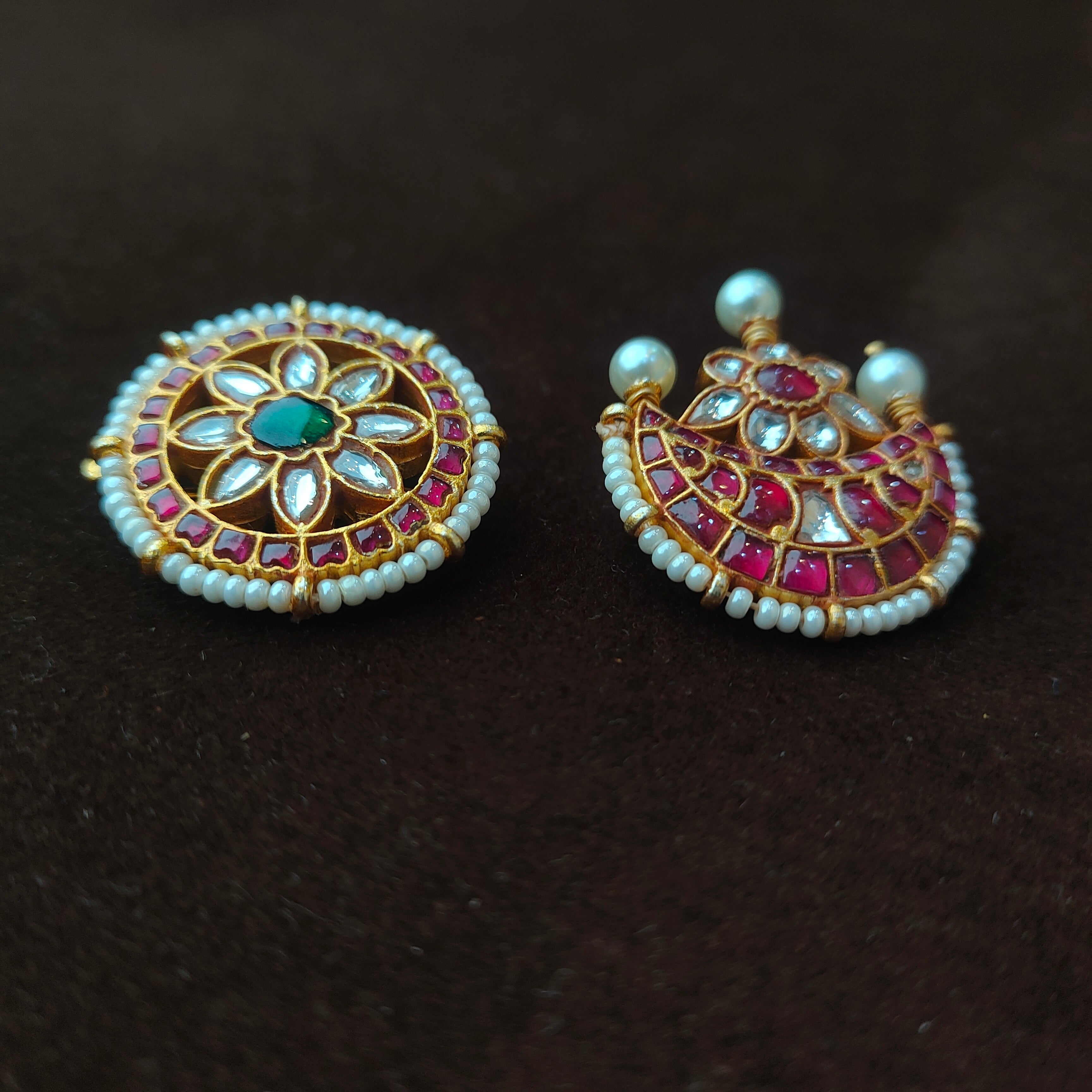 92.5 Silver Kundan Surya Chandra Hair Mop-0058