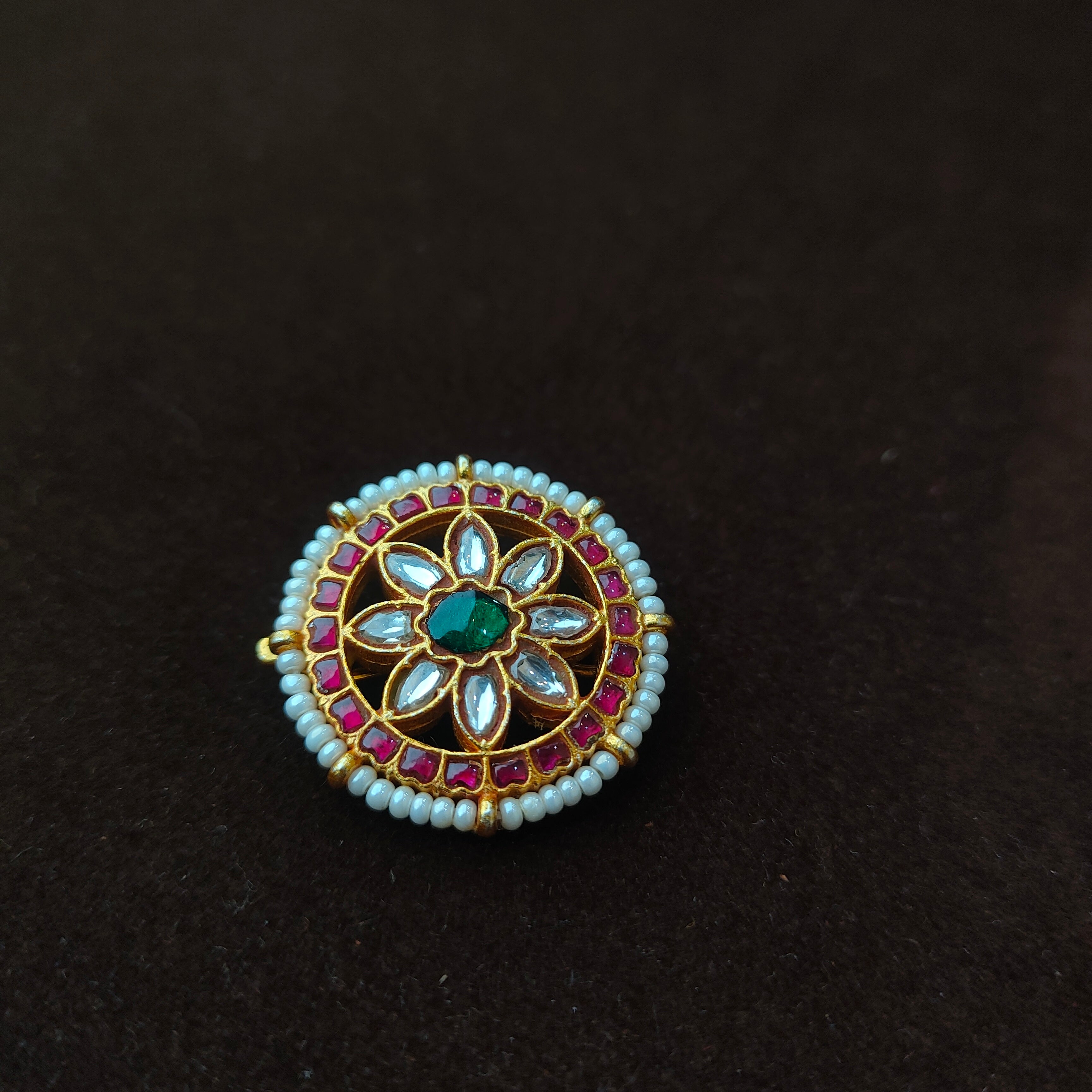 92.5 Silver Kundan Surya Chandra Hair Mop-0058