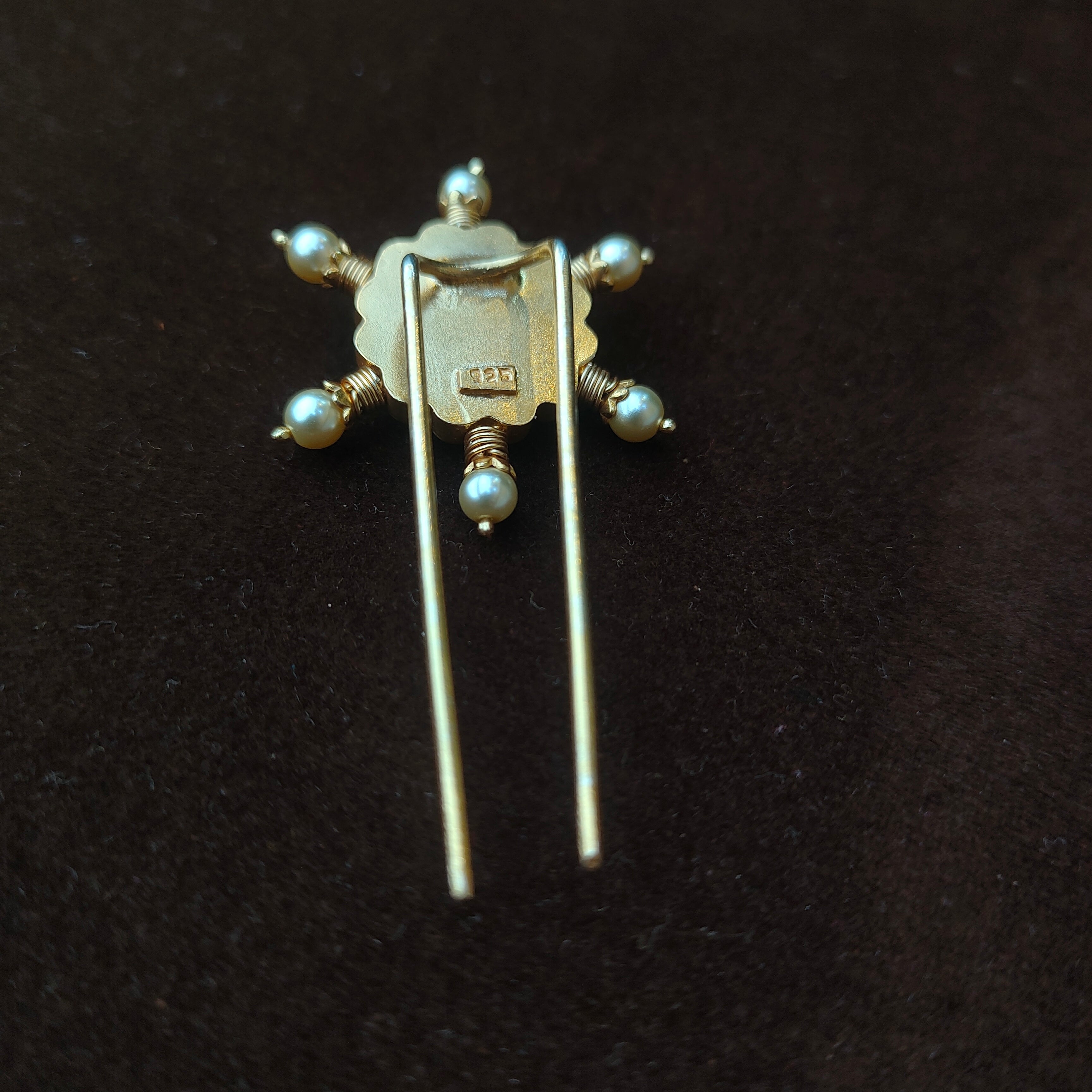 925 Silver Kundan Hair Brooch-0047