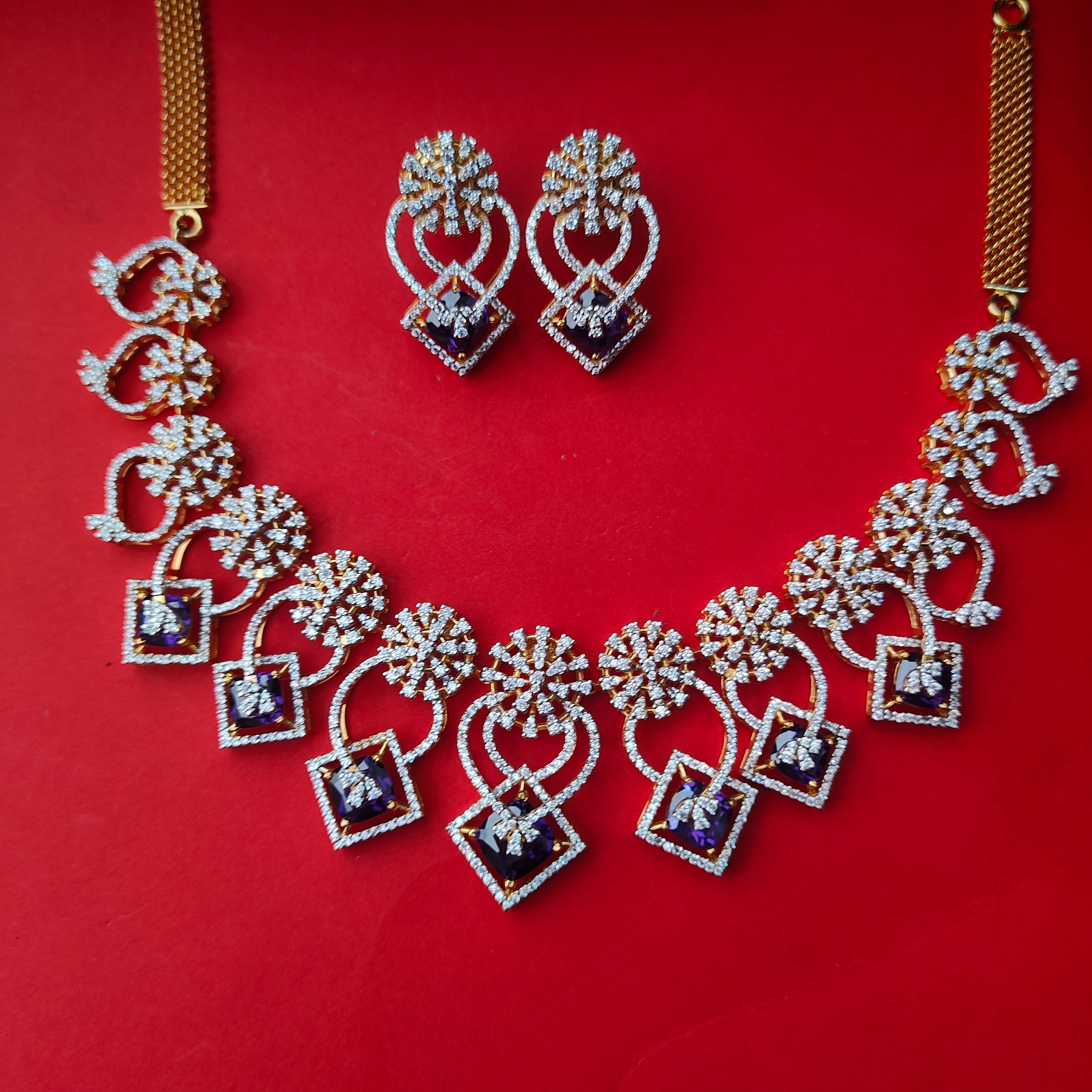 925 Silver Theia diamond look Necklace set- 0277