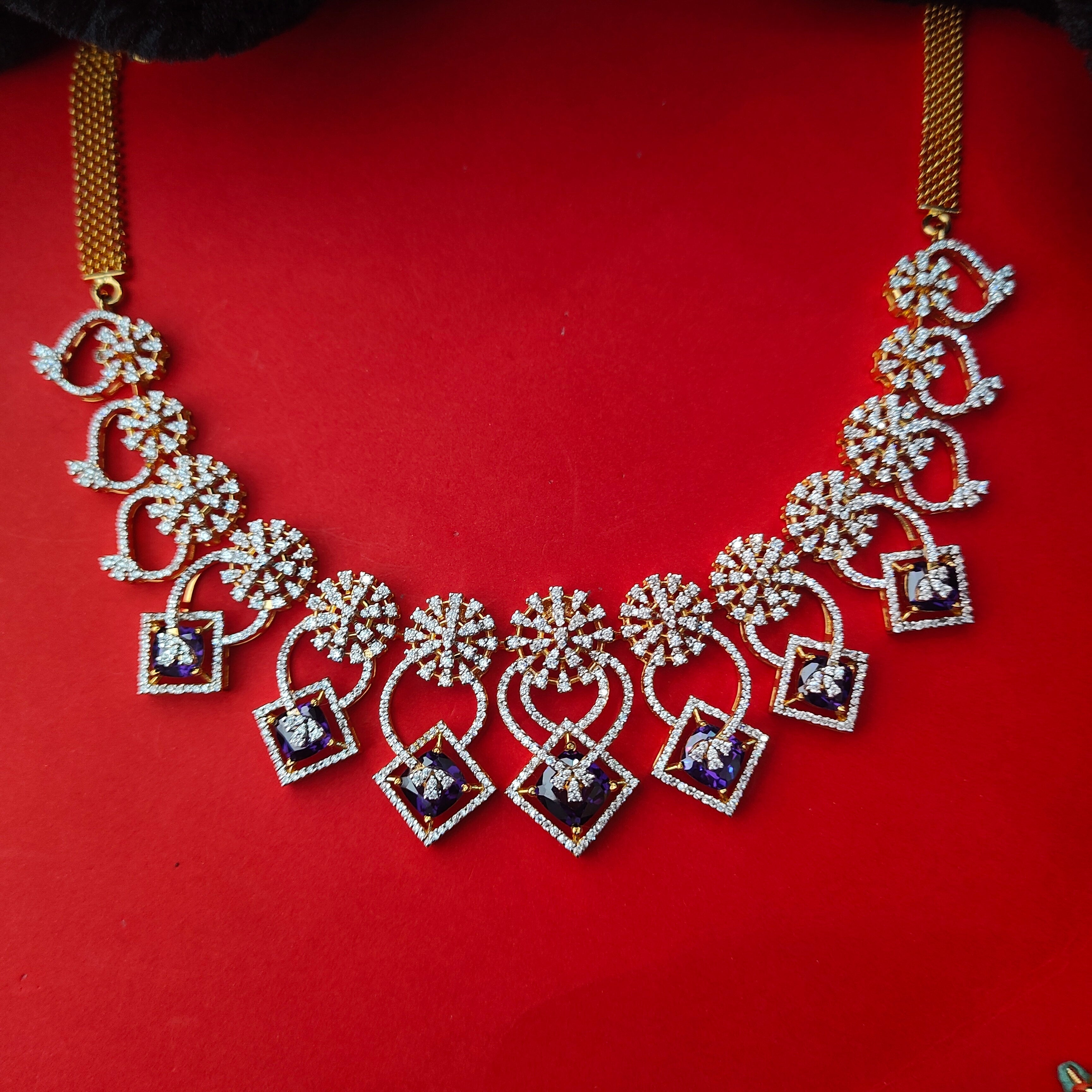 925 Silver Theia diamond look Necklace set- 0277