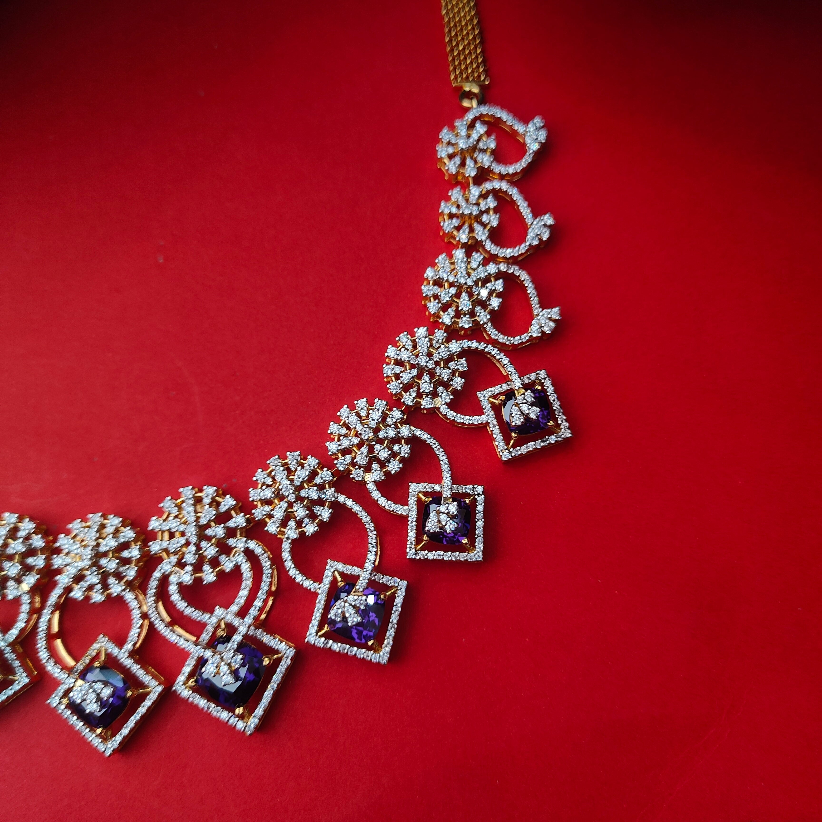 925 Silver Theia diamond look Necklace set- 0277