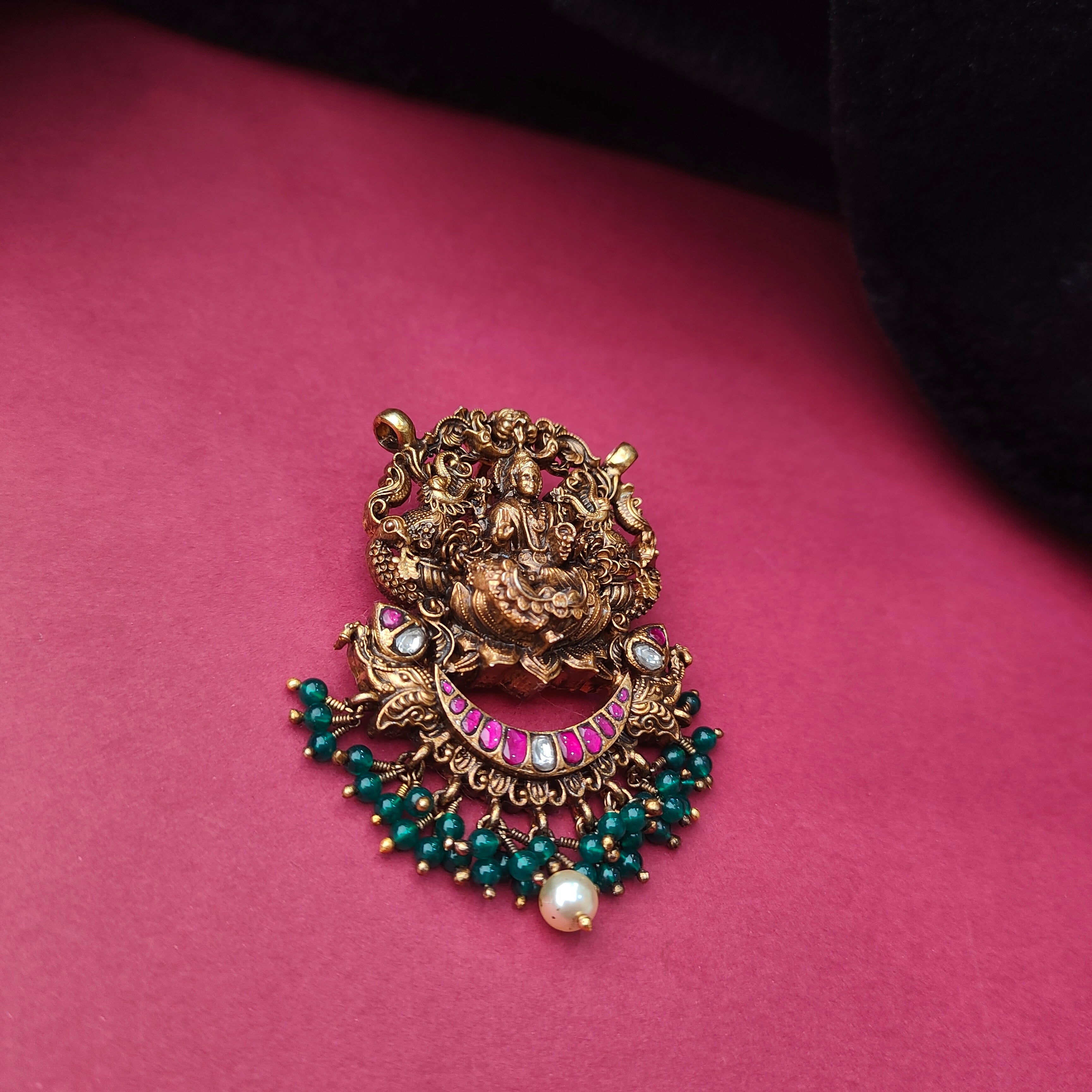 925 Silver Antique Lakshmi Pendant-0050