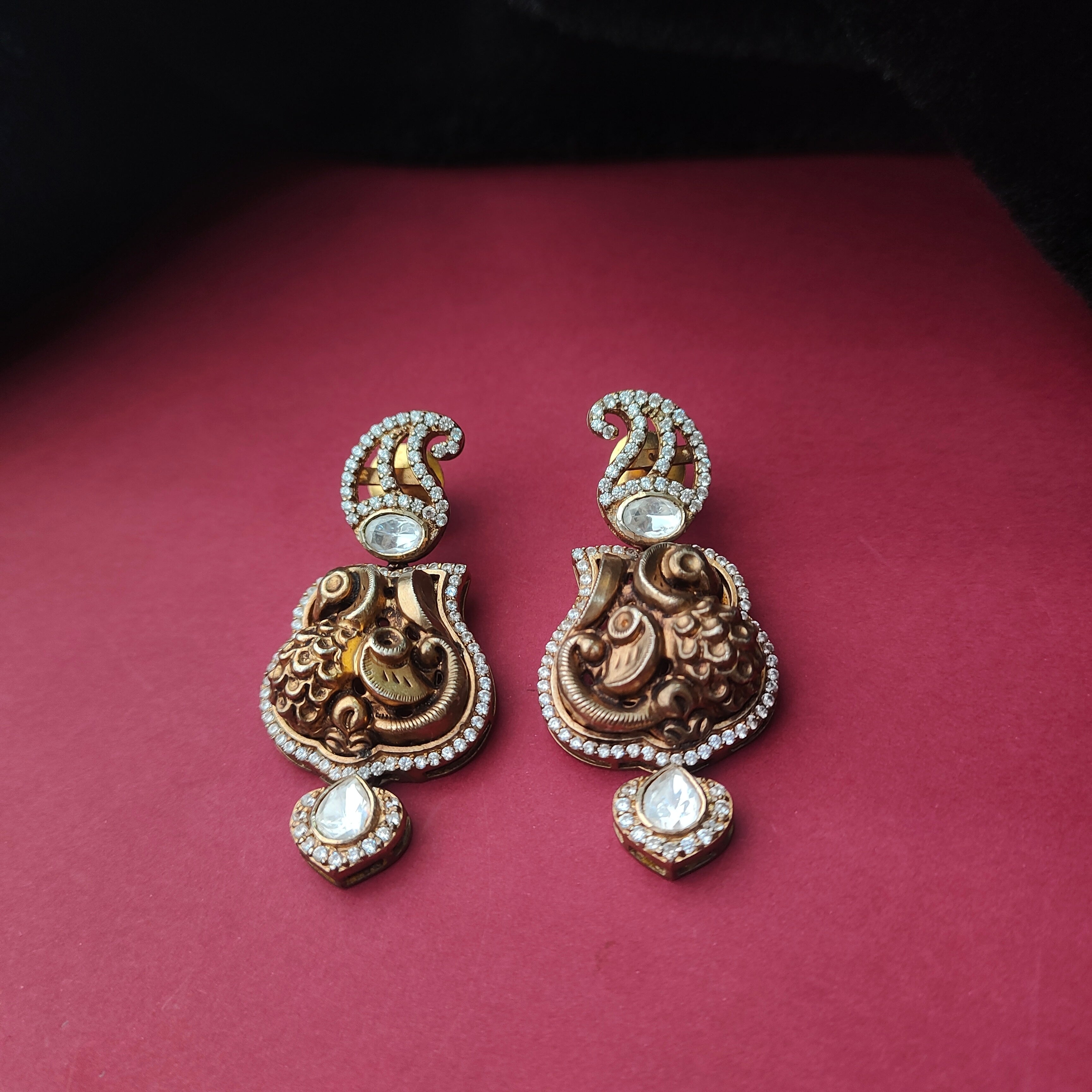 925 Silver Moissanite polki Chandbali- 008