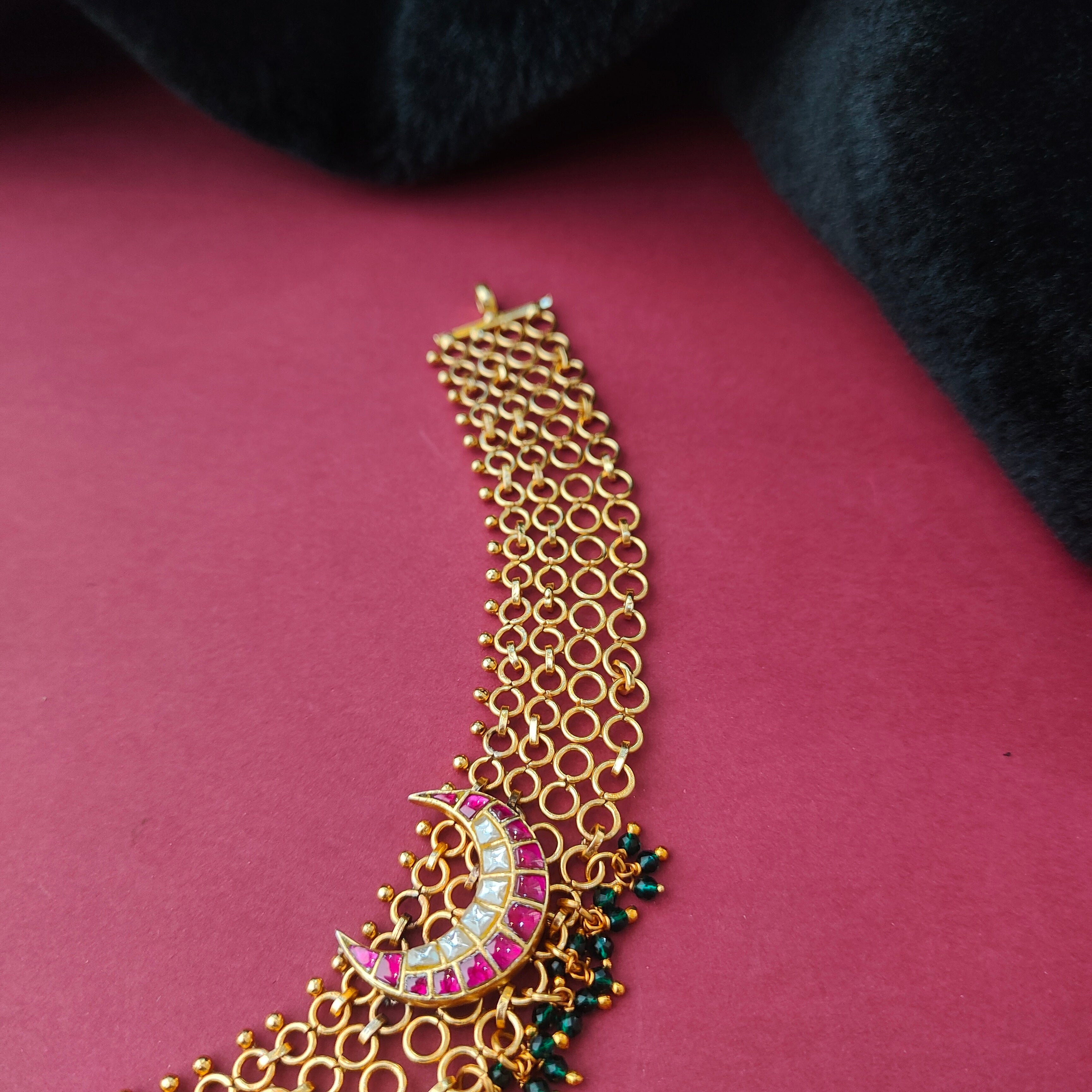 925 Silver Gold Plated Surya Chandra Mesh Necklace -0039