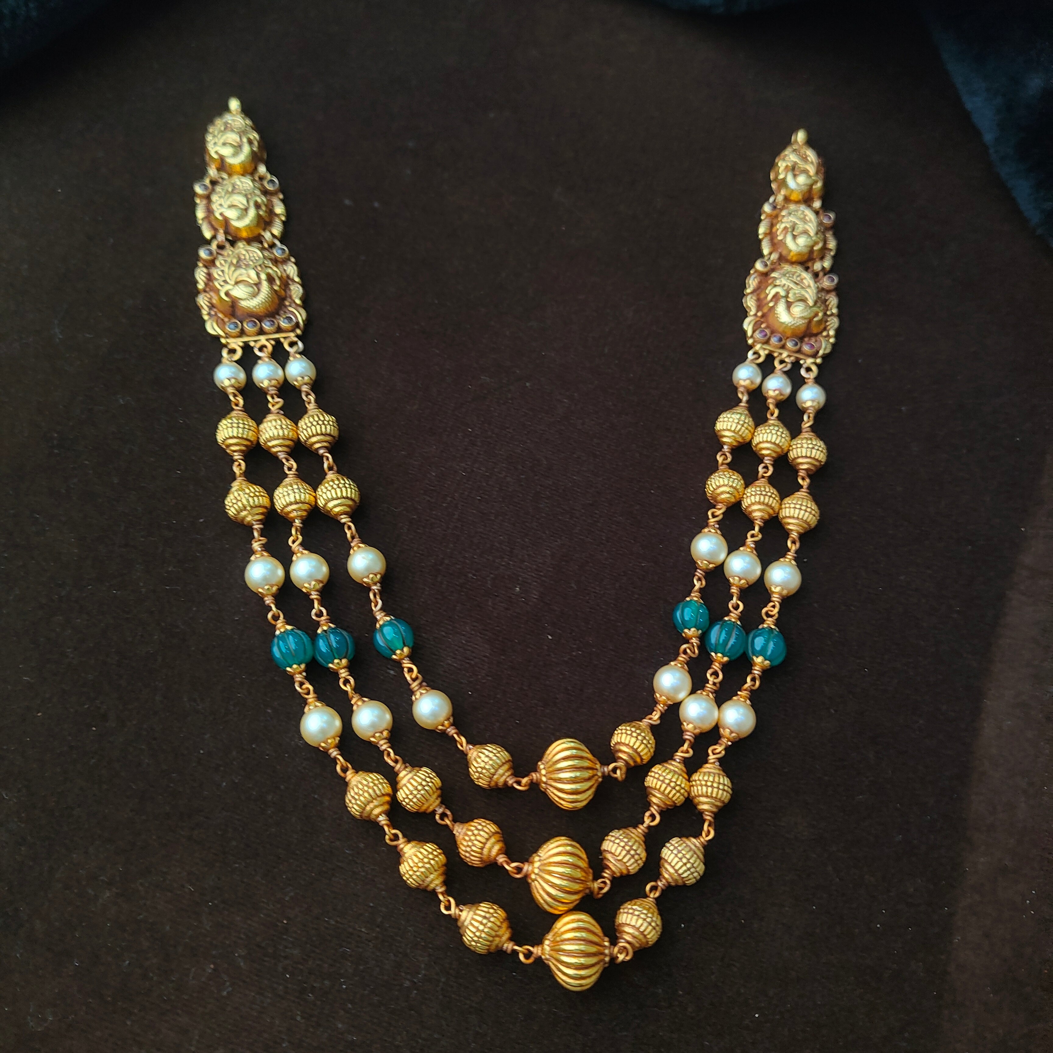 925 Silver Gold Plated Short Haram -0032