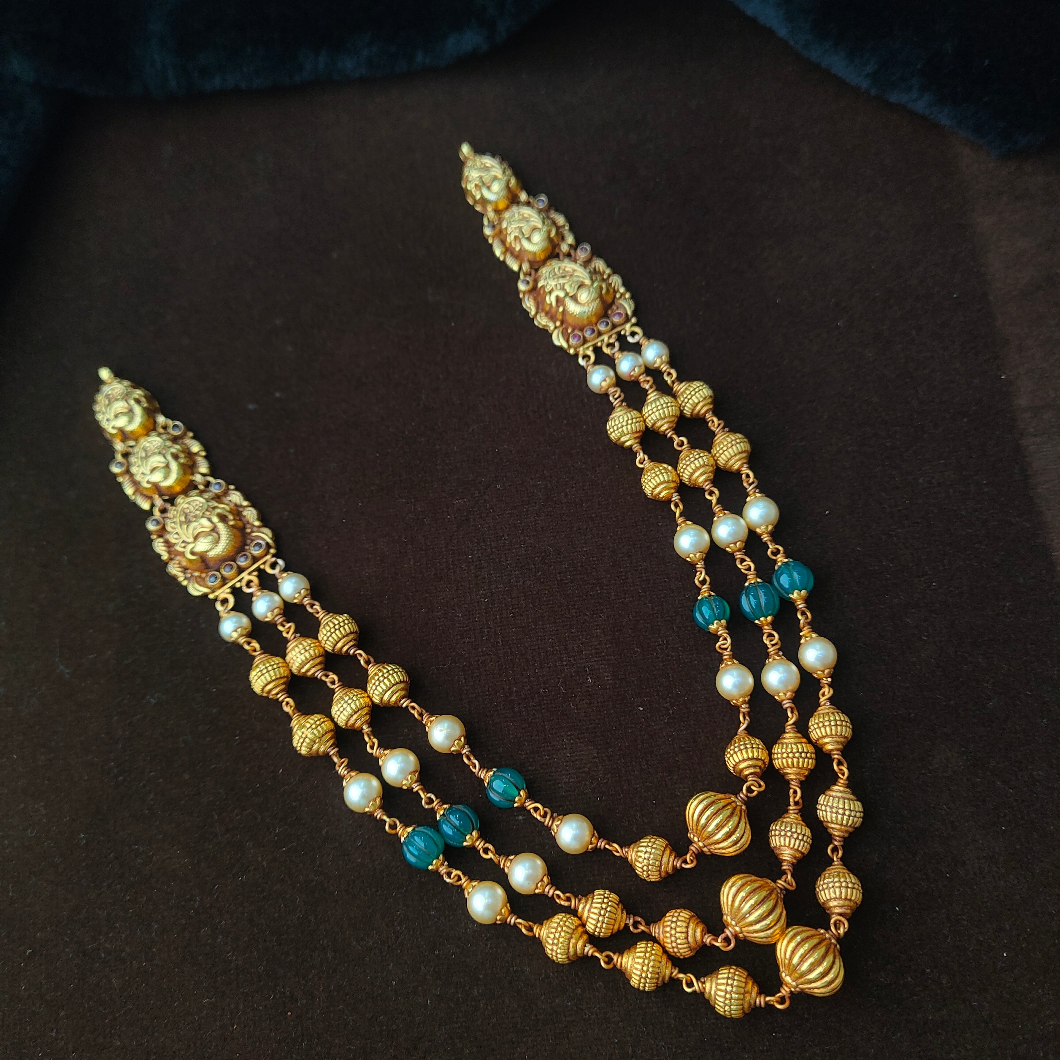 925 Silver Gold Plated Short Haram -0032