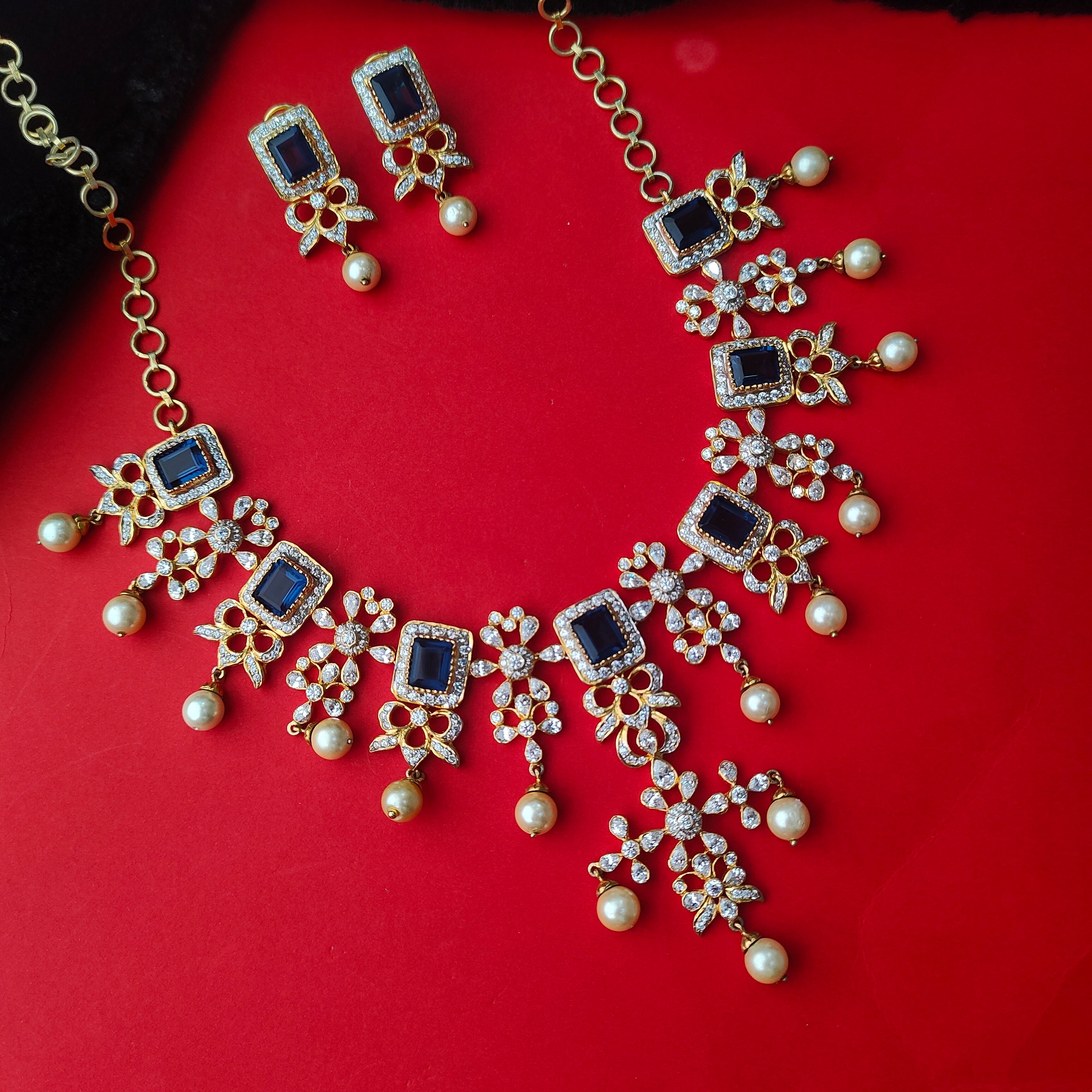 Pure 925 gold plated Theia diamond look Necklace-5211