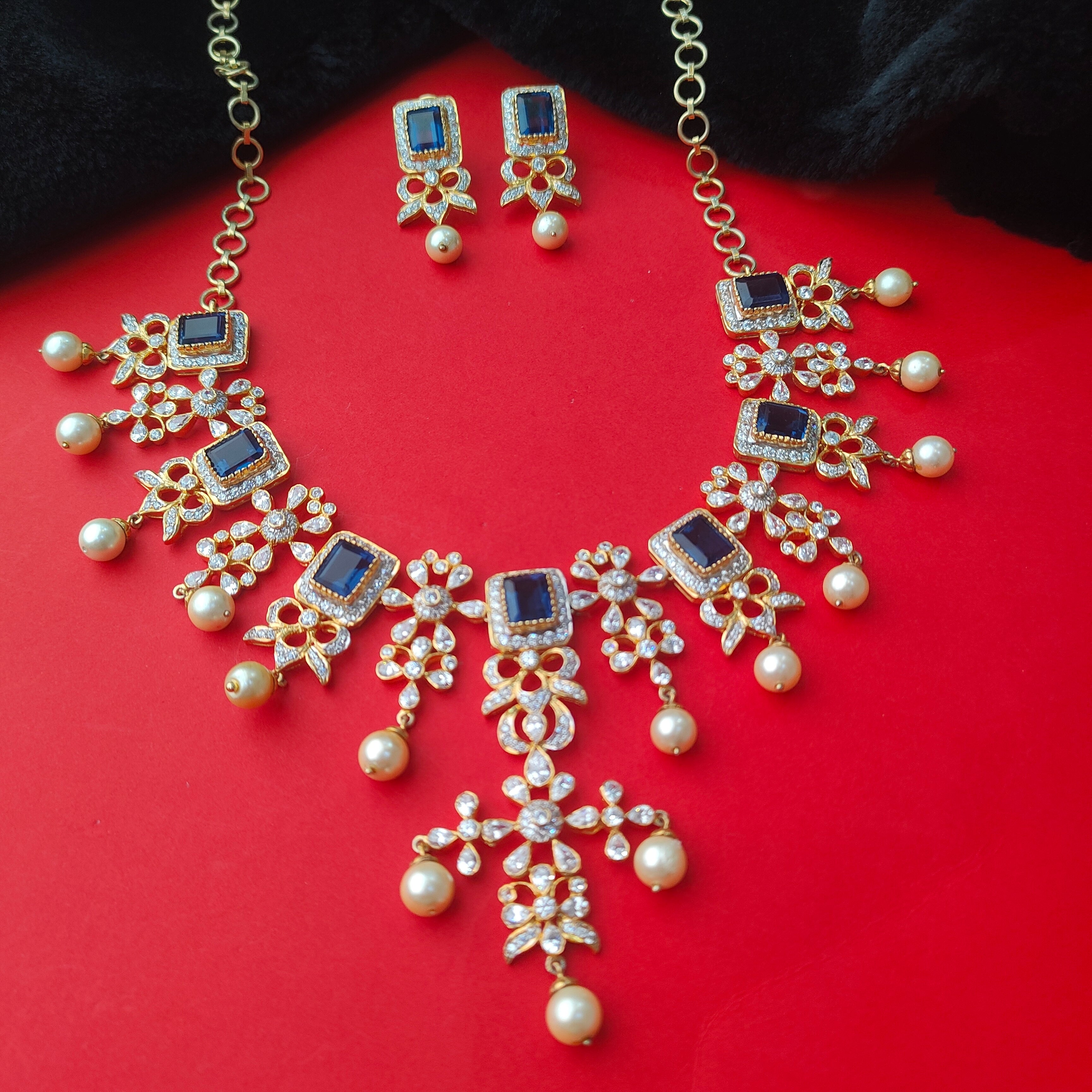 Pure 925 gold plated Theia diamond look Necklace-5211