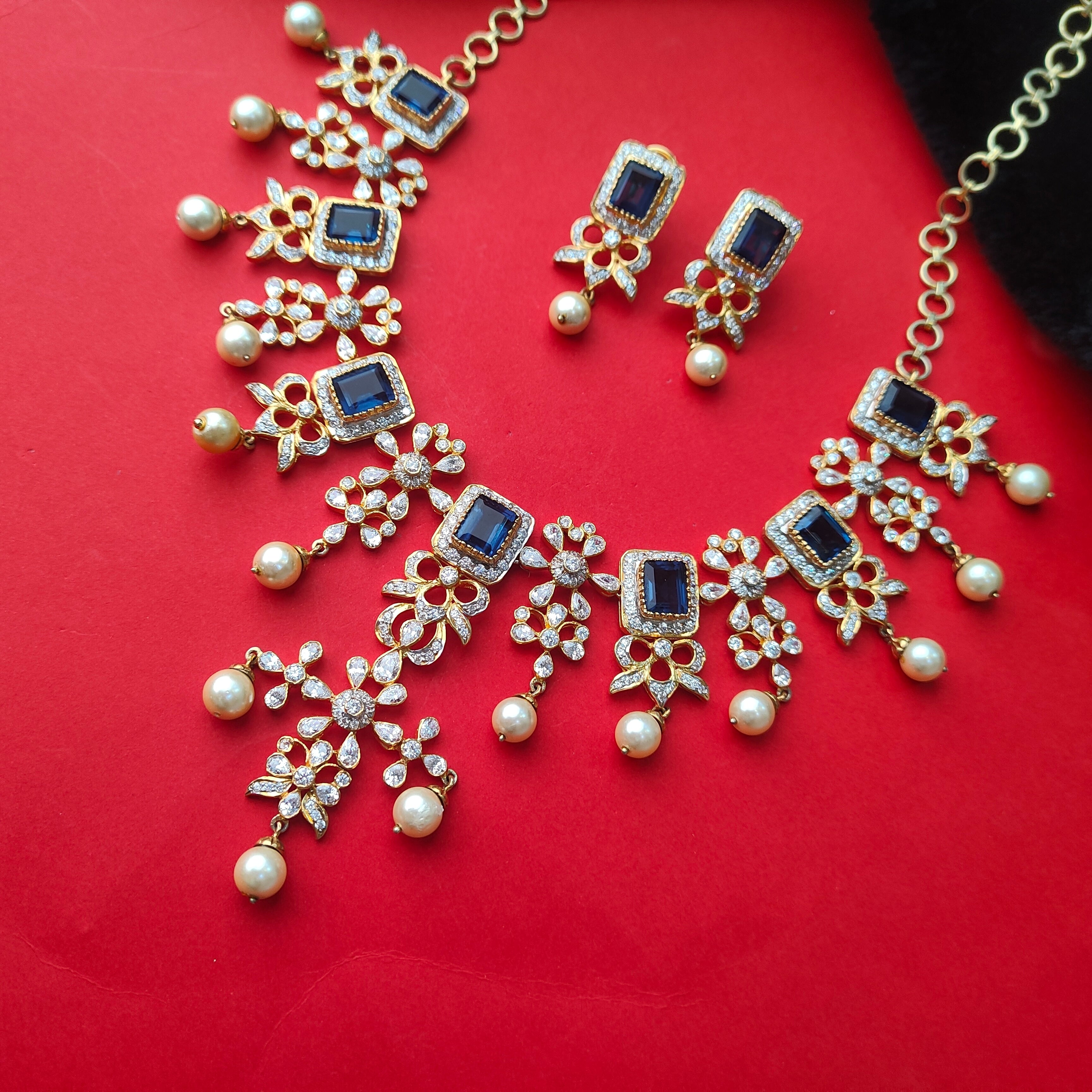 Pure 925 gold plated Theia diamond look Necklace-5211