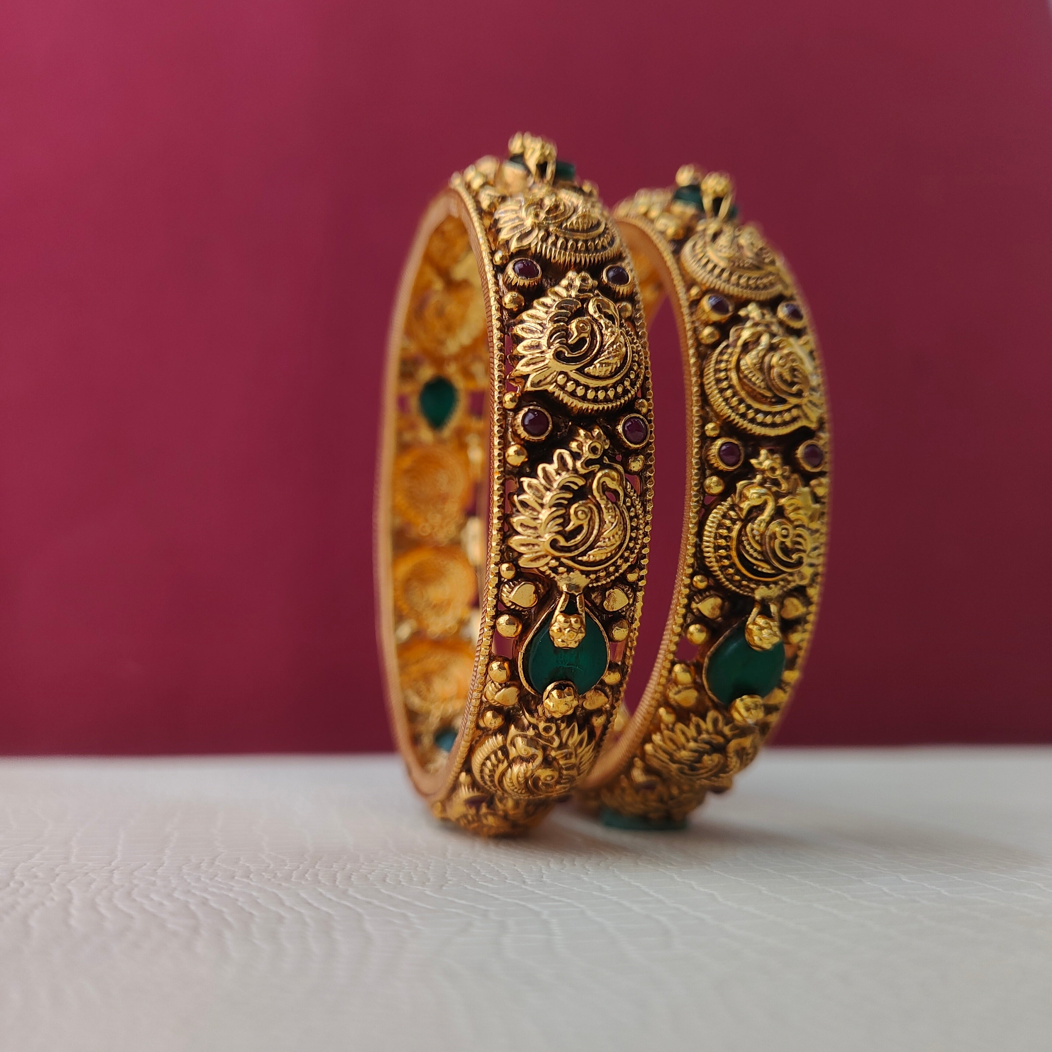 925 Silver Nakshi Peacock Bangle- 0012- size -2.5