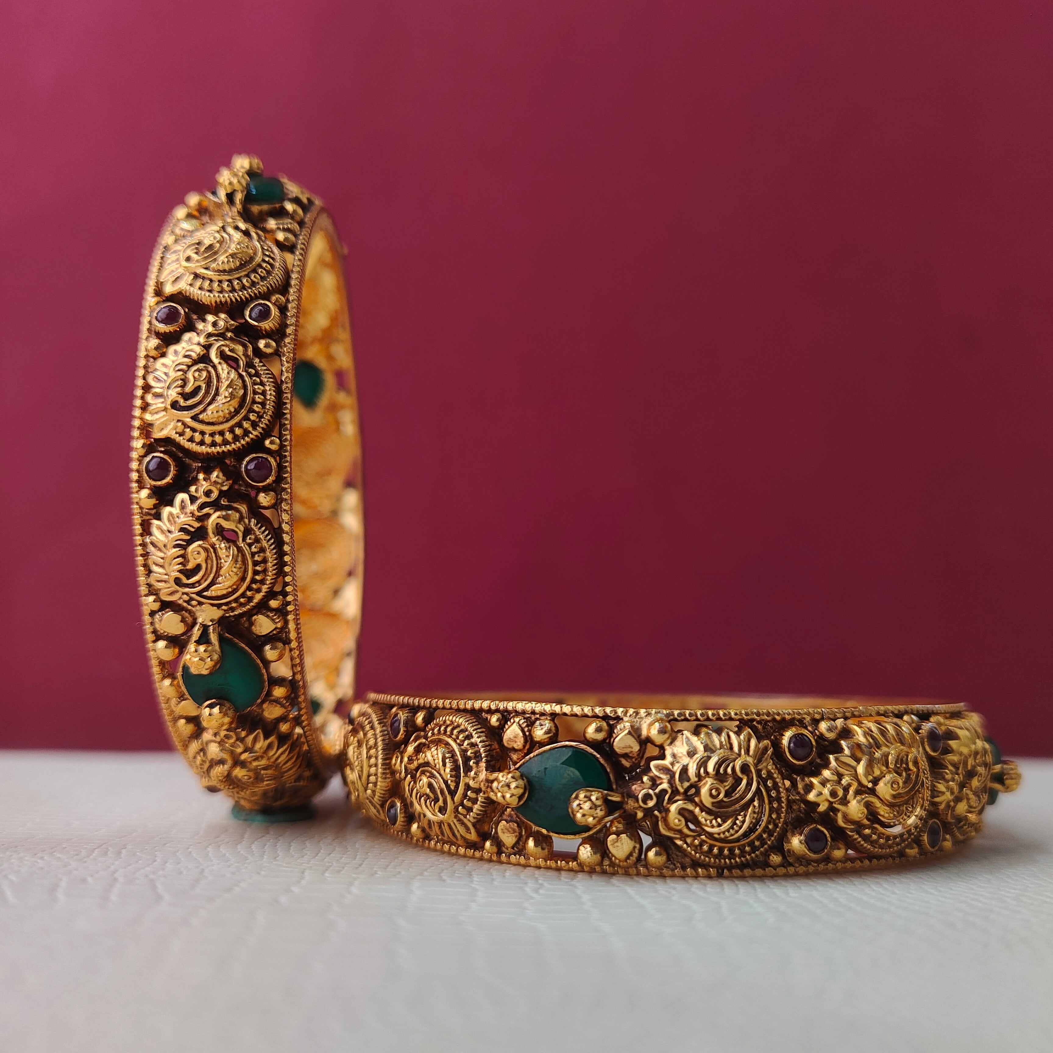 925 Silver Nakshi Peacock Bangle- 0012- size -2.5