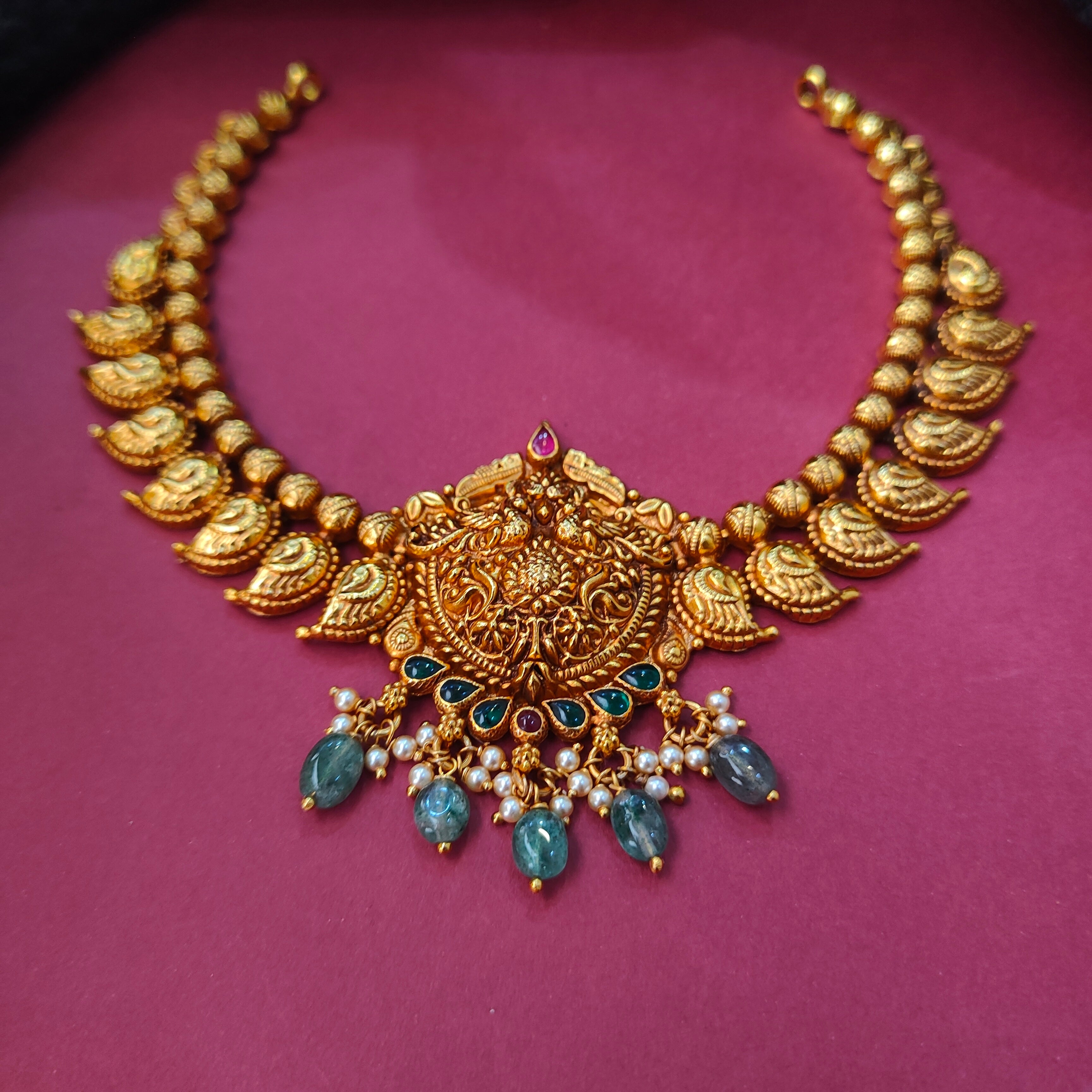 925 Silver Traditional Nakshi Mango Necklace -0016