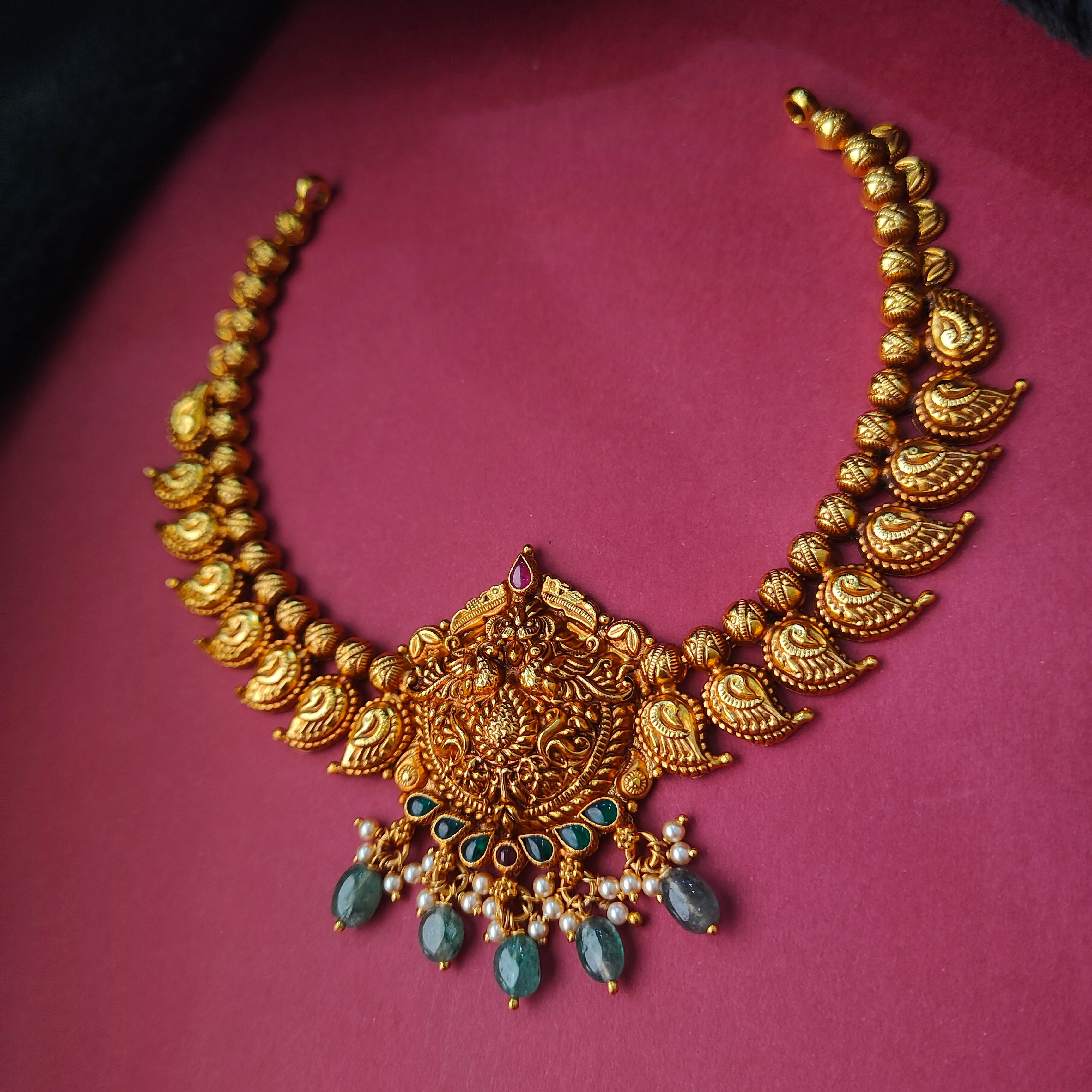 925 Silver Traditional Nakshi Mango Necklace -0016