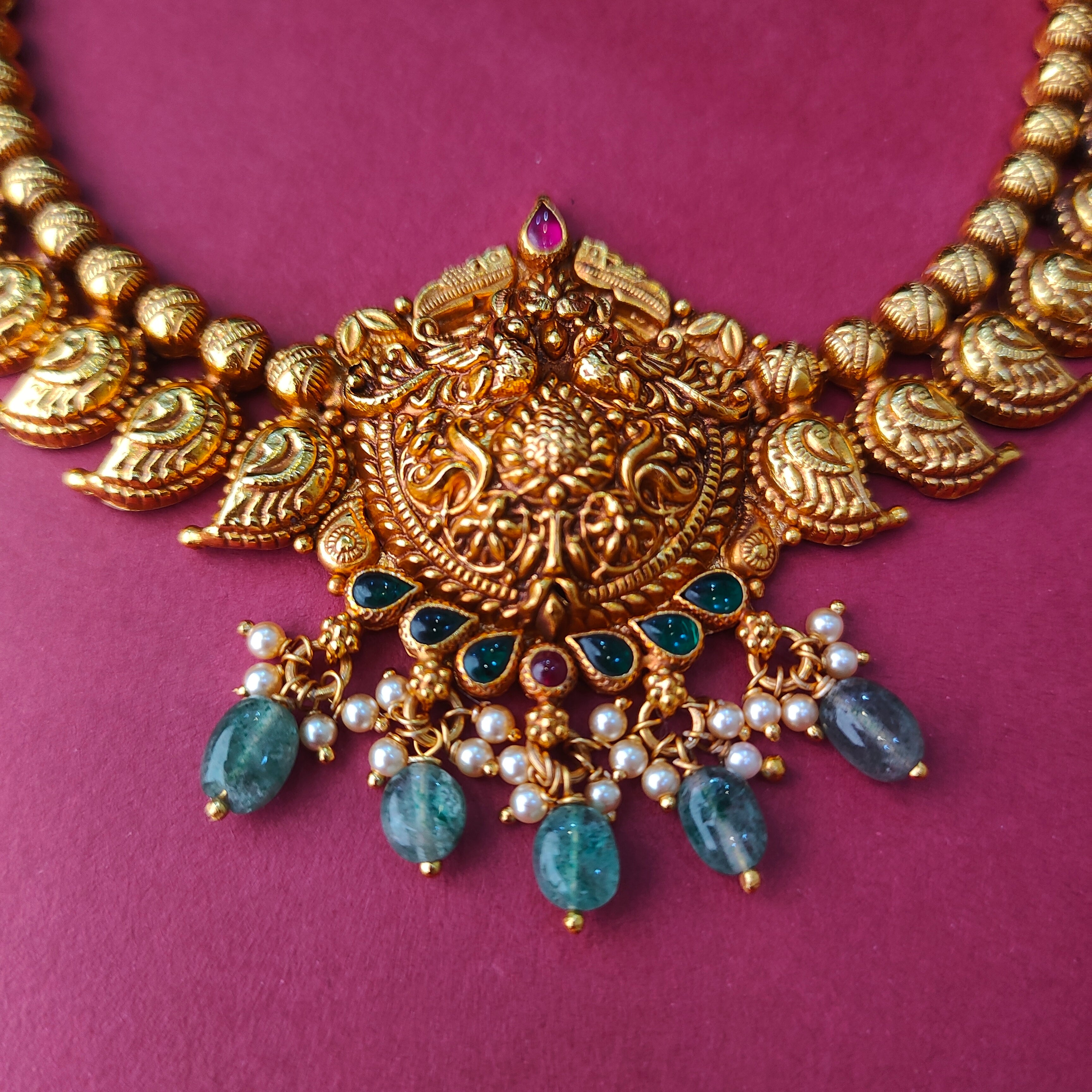 925 Silver Traditional Nakshi Mango Necklace -0016