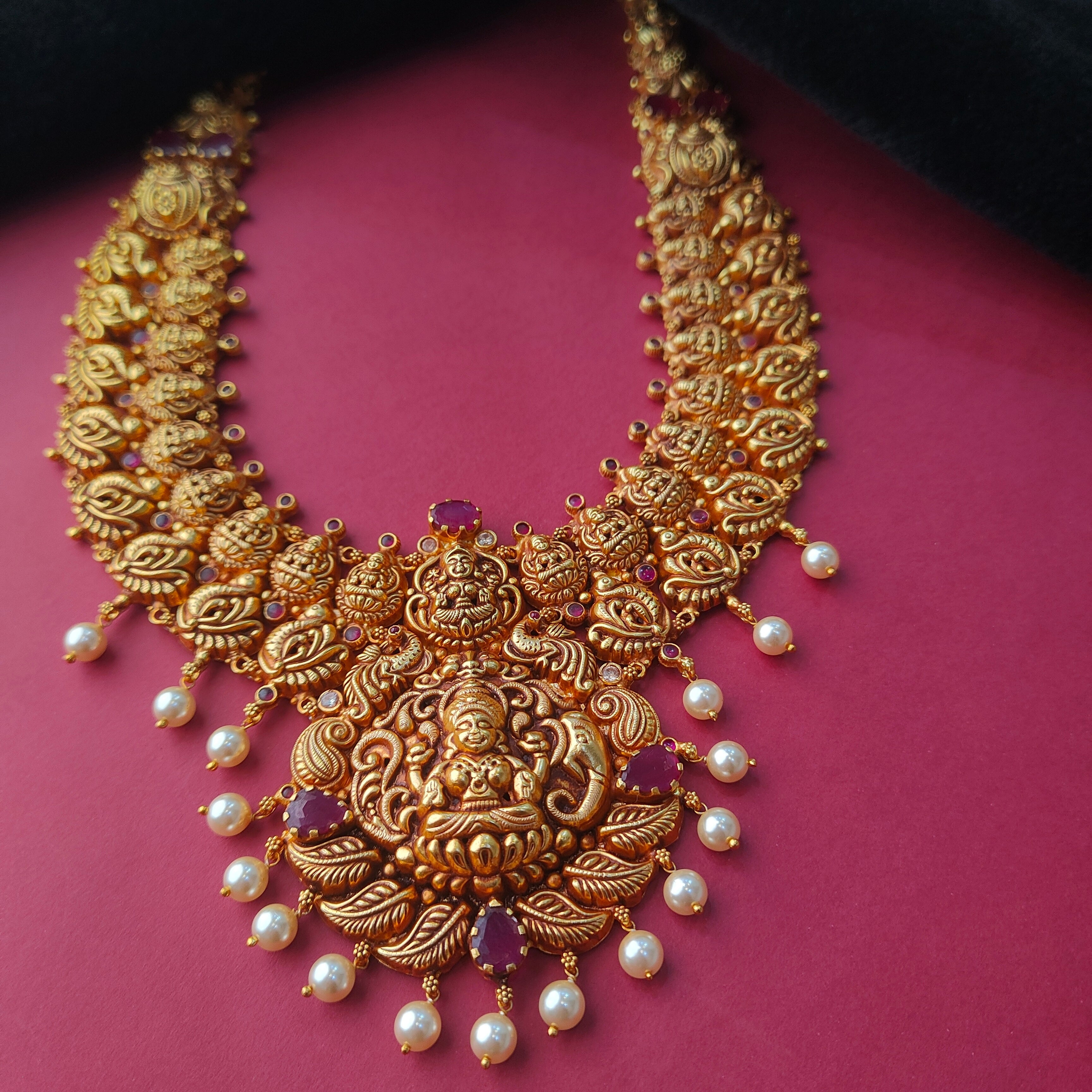 925 Silver Gold Plated Nakshi Haram-007