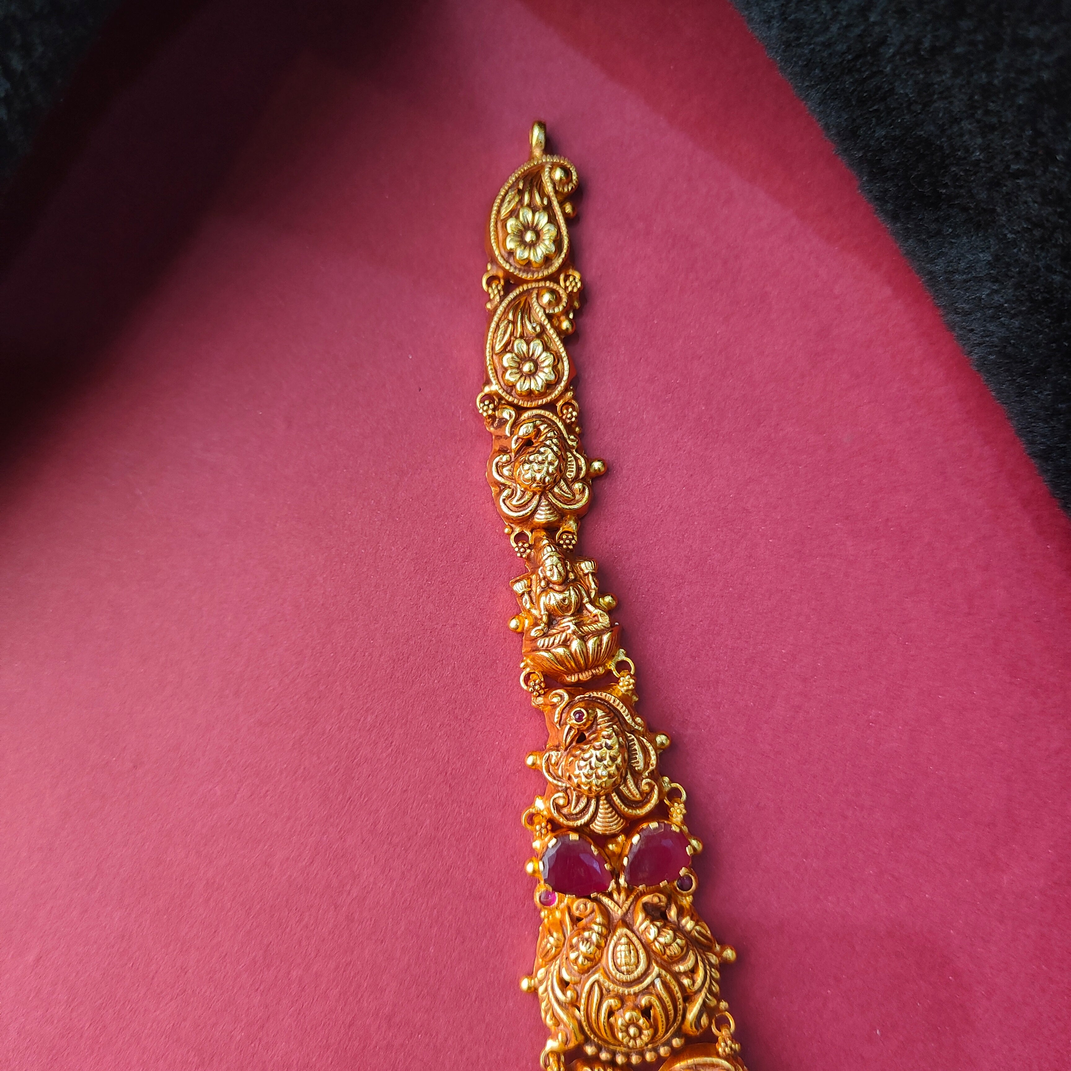 925 Silver Gold Plated Nakshi Haram-007