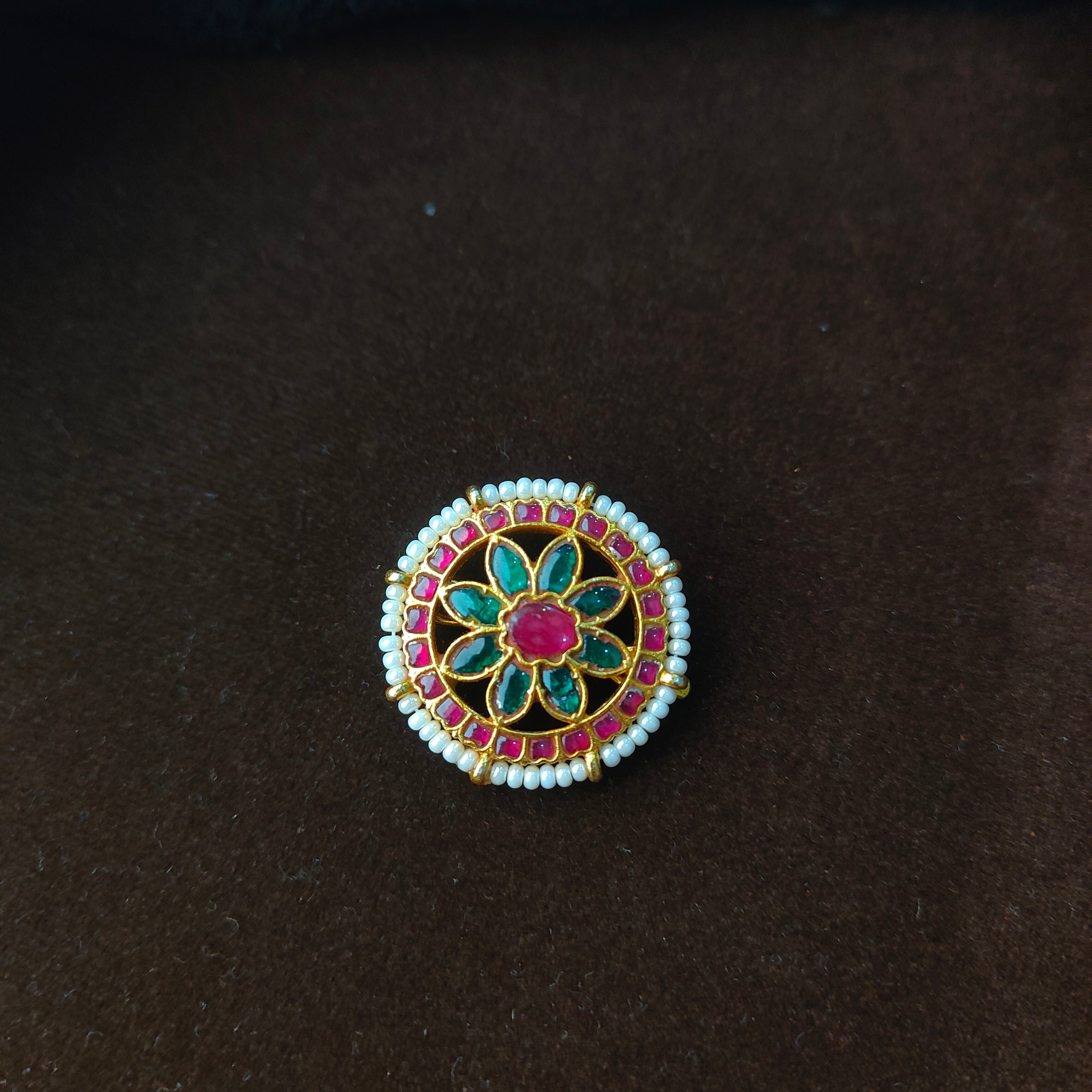 92.5 Silver Kundan Surya Hair Mop-009